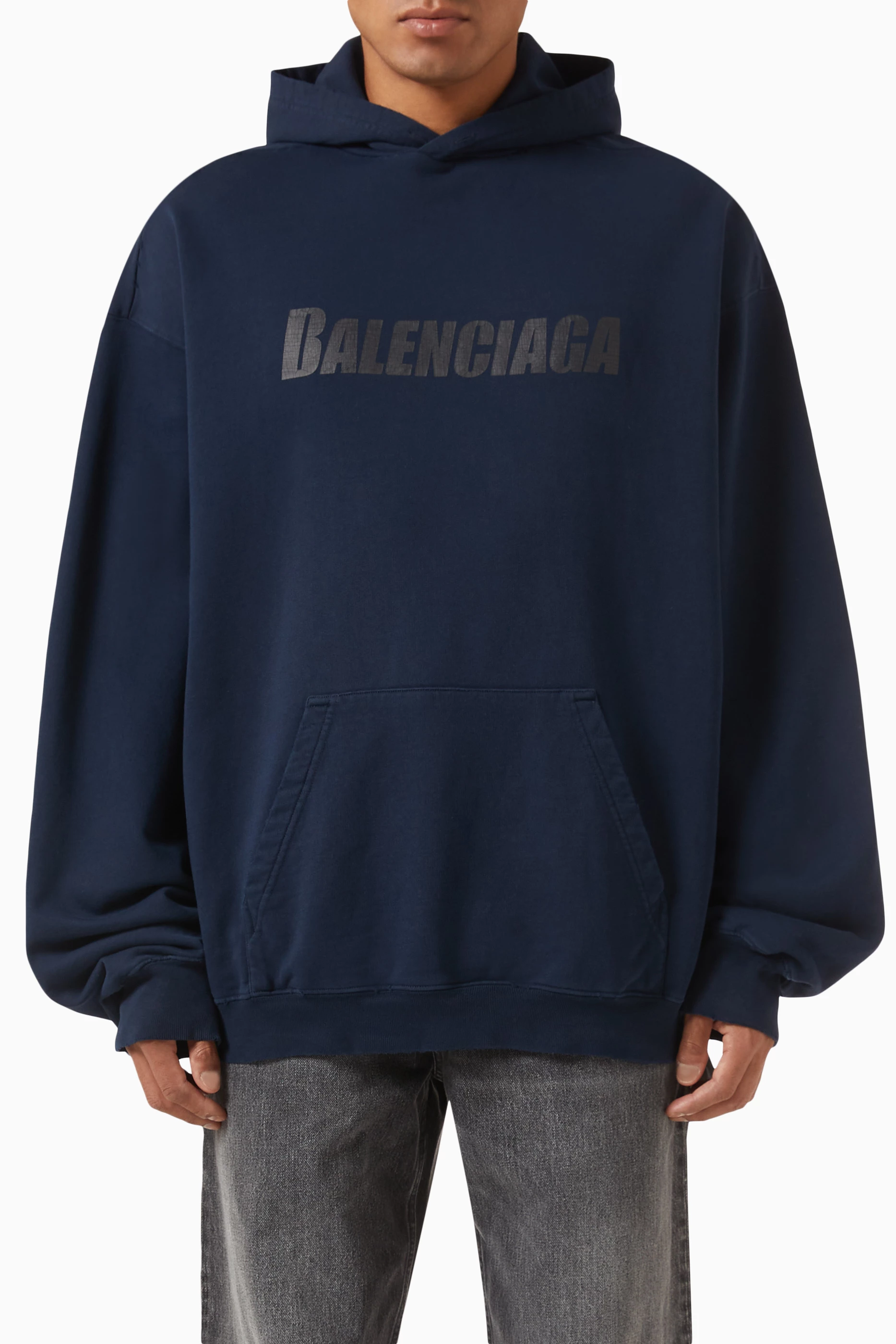 Buy Balenciaga Blue Destroyed Hoodie in Fleece for Men in UAE Ounass
