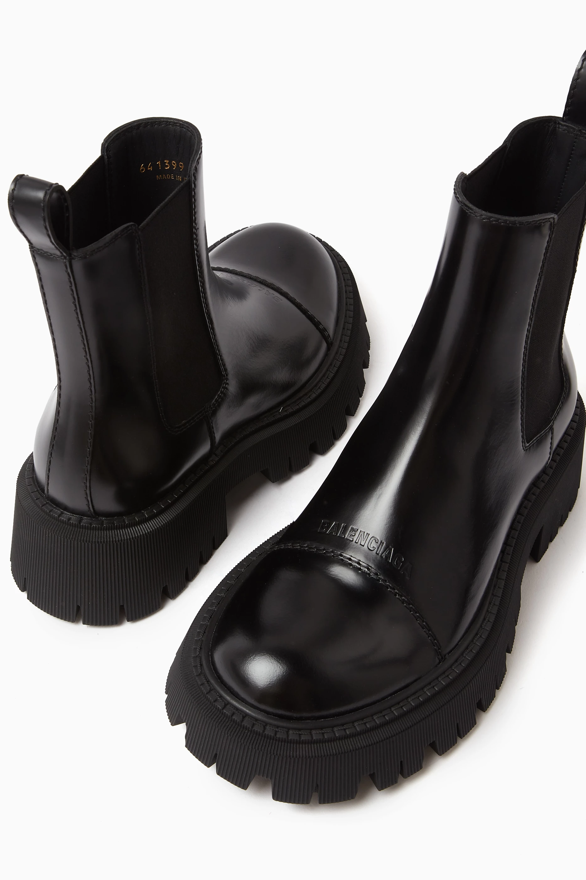 Buy Balenciaga Black Tractor 20 Boots in Smooth Calfskin Leather