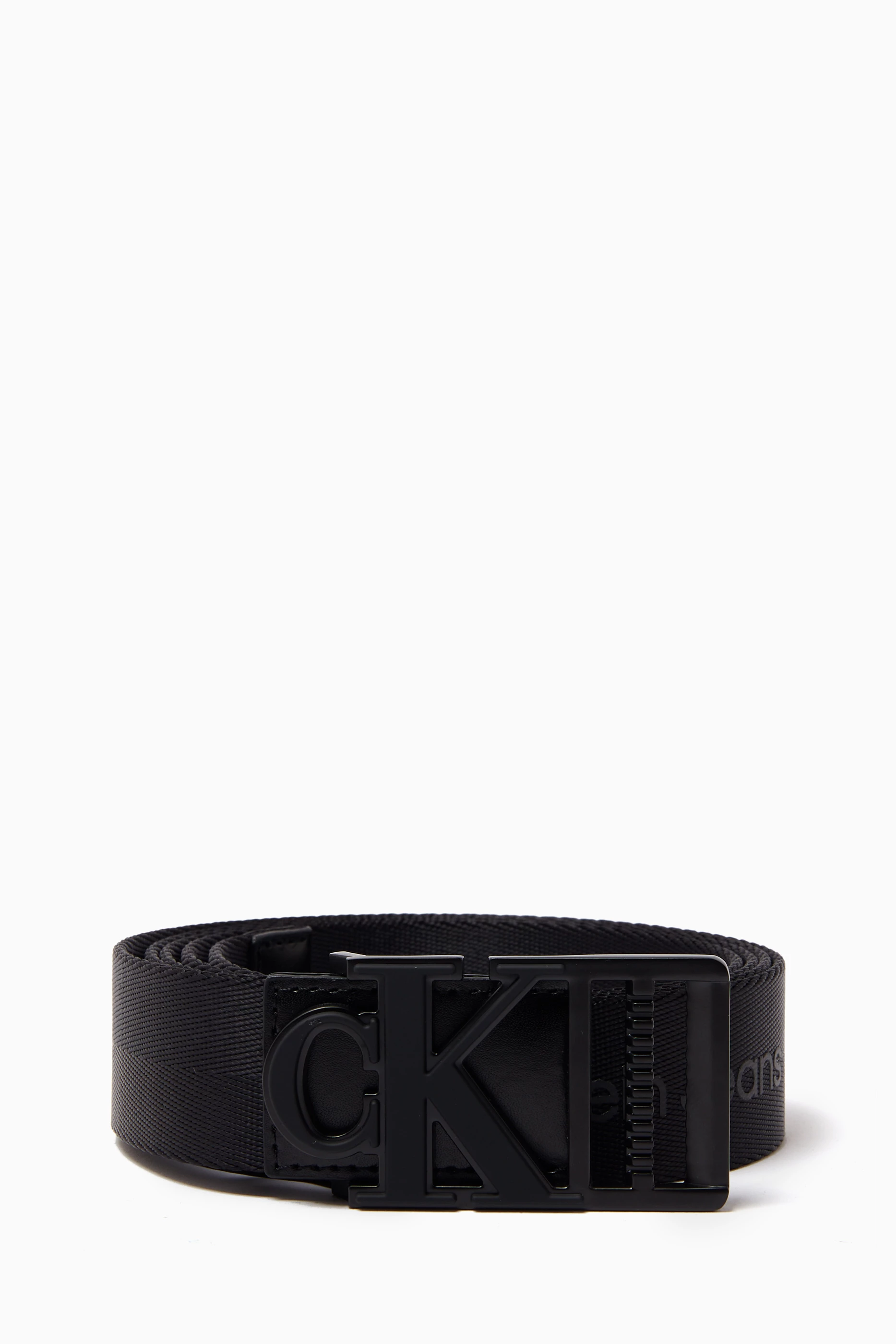 Buy Calvin Klein Jeans Black Monogram Logo Webbing Belt in Recycled Polyester for Men in UAE Ounass
