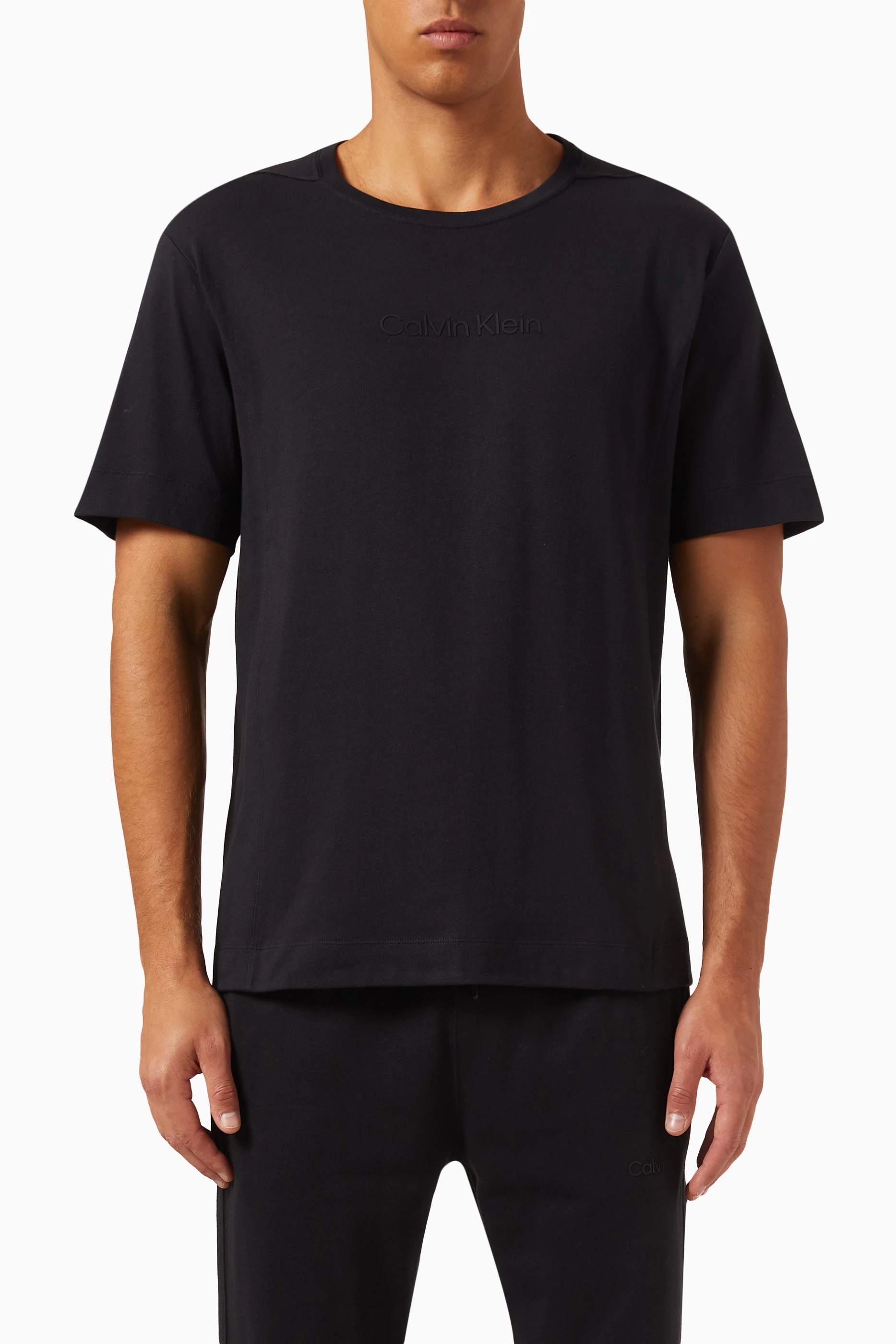 Buy Calvin Klein Performance Black Logo Gym T shirt in Cotton Blend Jersey for Men in UAE Ounass