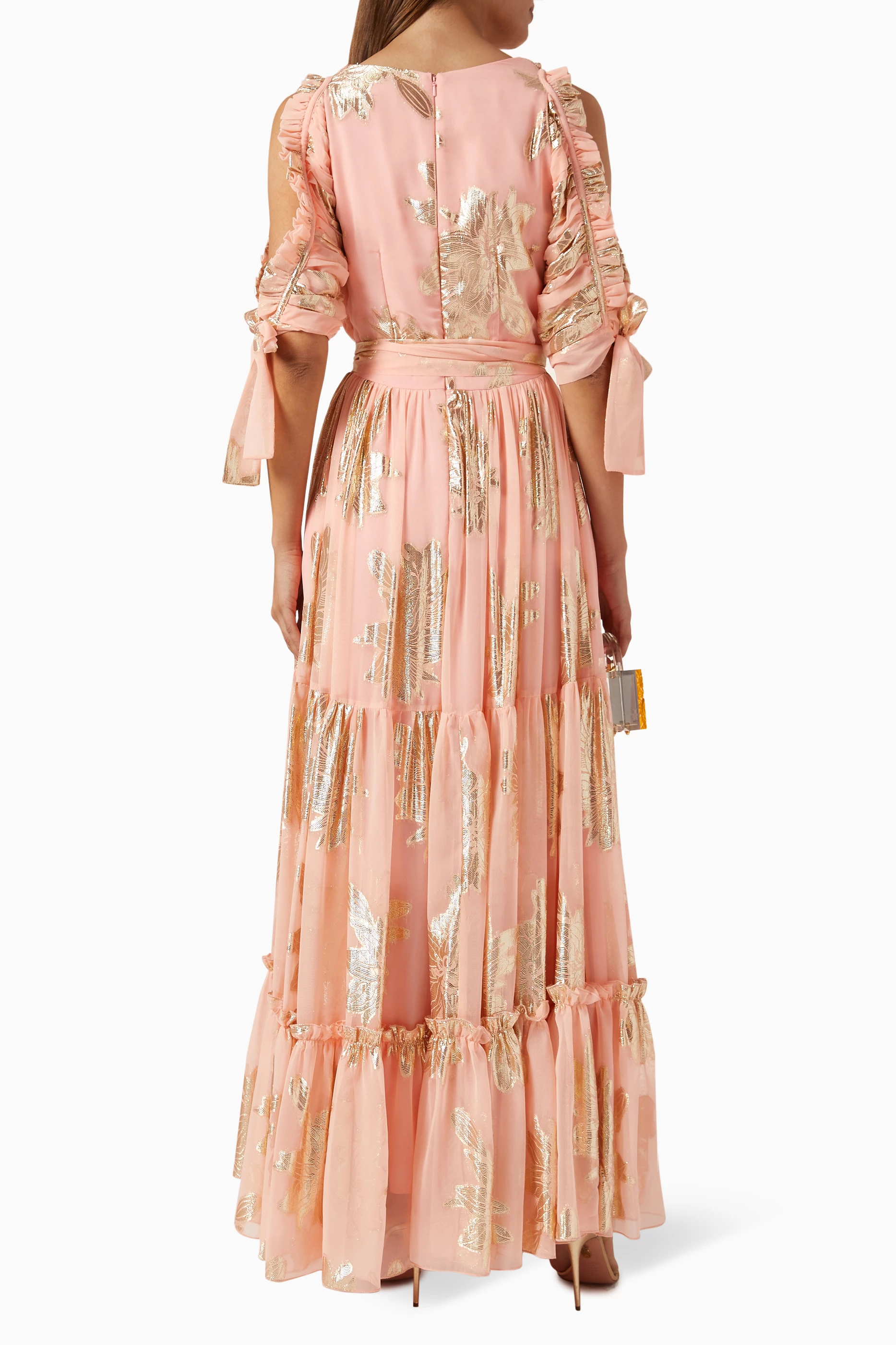 Orange sales metallic dress