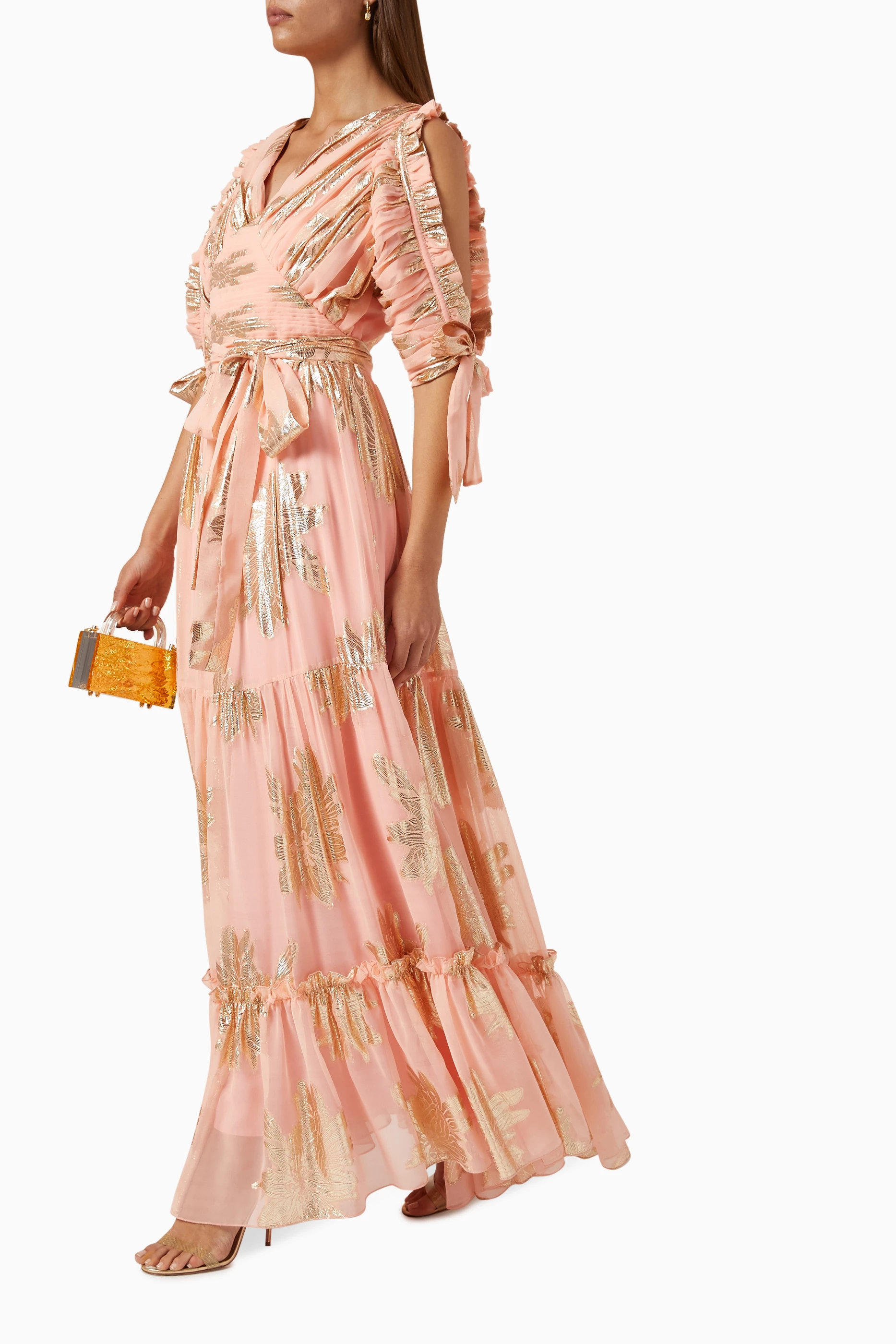 Orange metallic dress discount