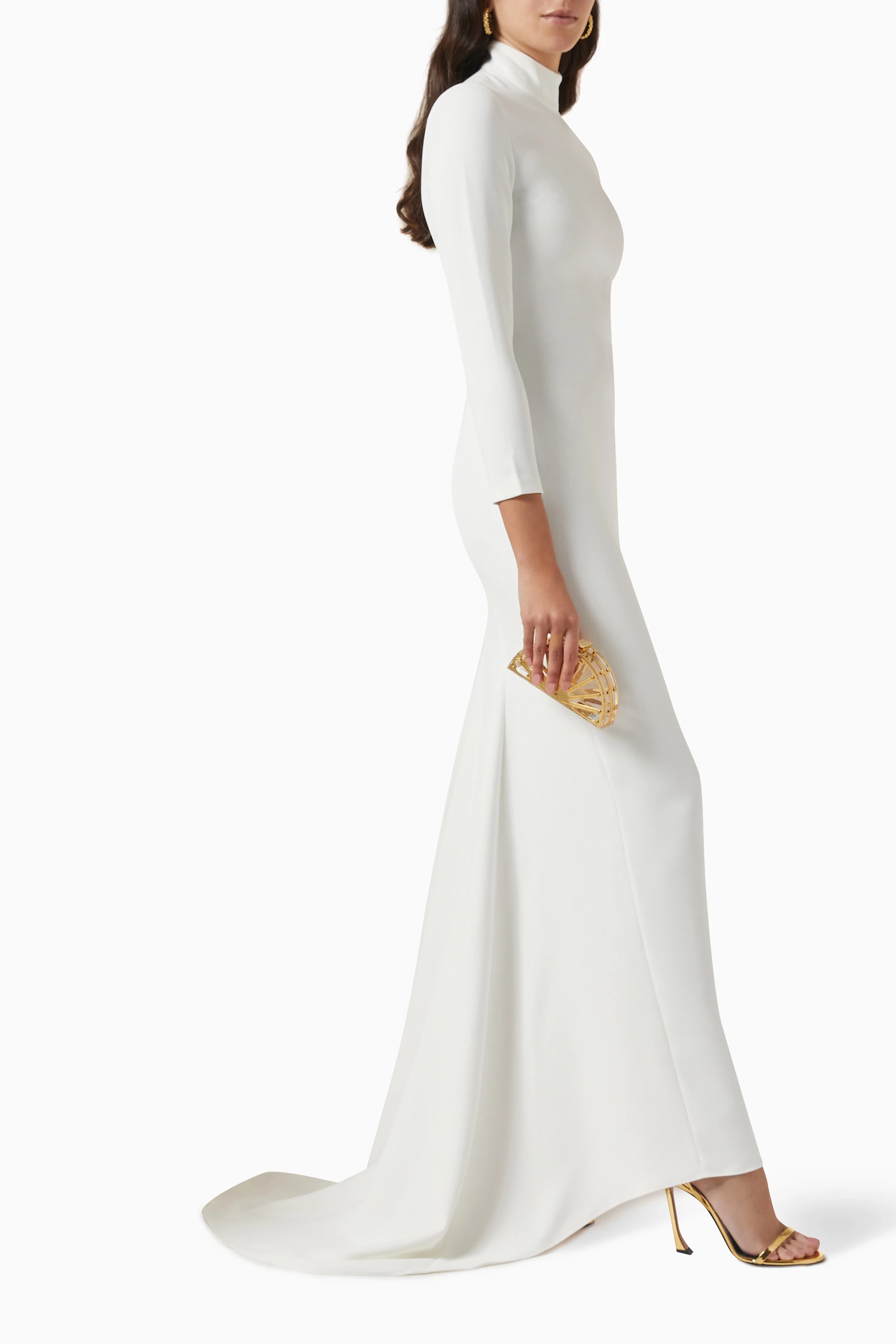High neck on sale white dress