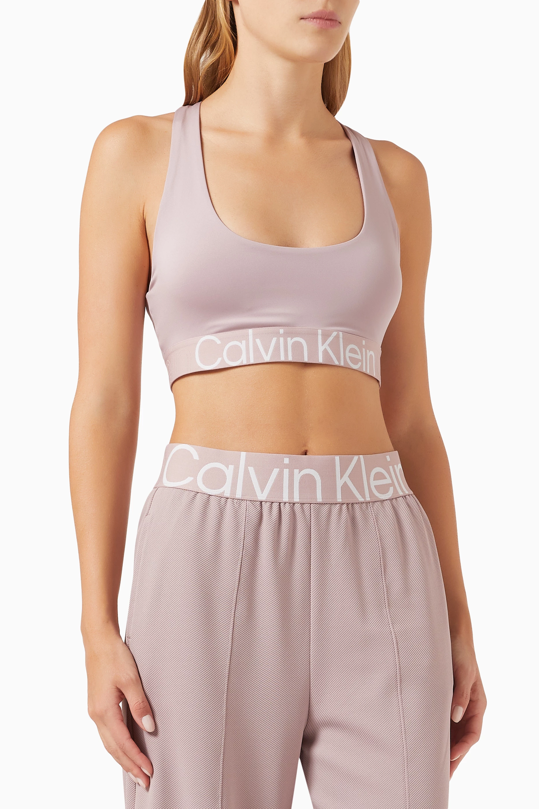 Calvin Klein Girl's 2PK Bralette Support Bra (Pack of 2), Color: Grey (Pink/ Grey Heather 901), Size: 12-14_Years price in UAE,  UAE