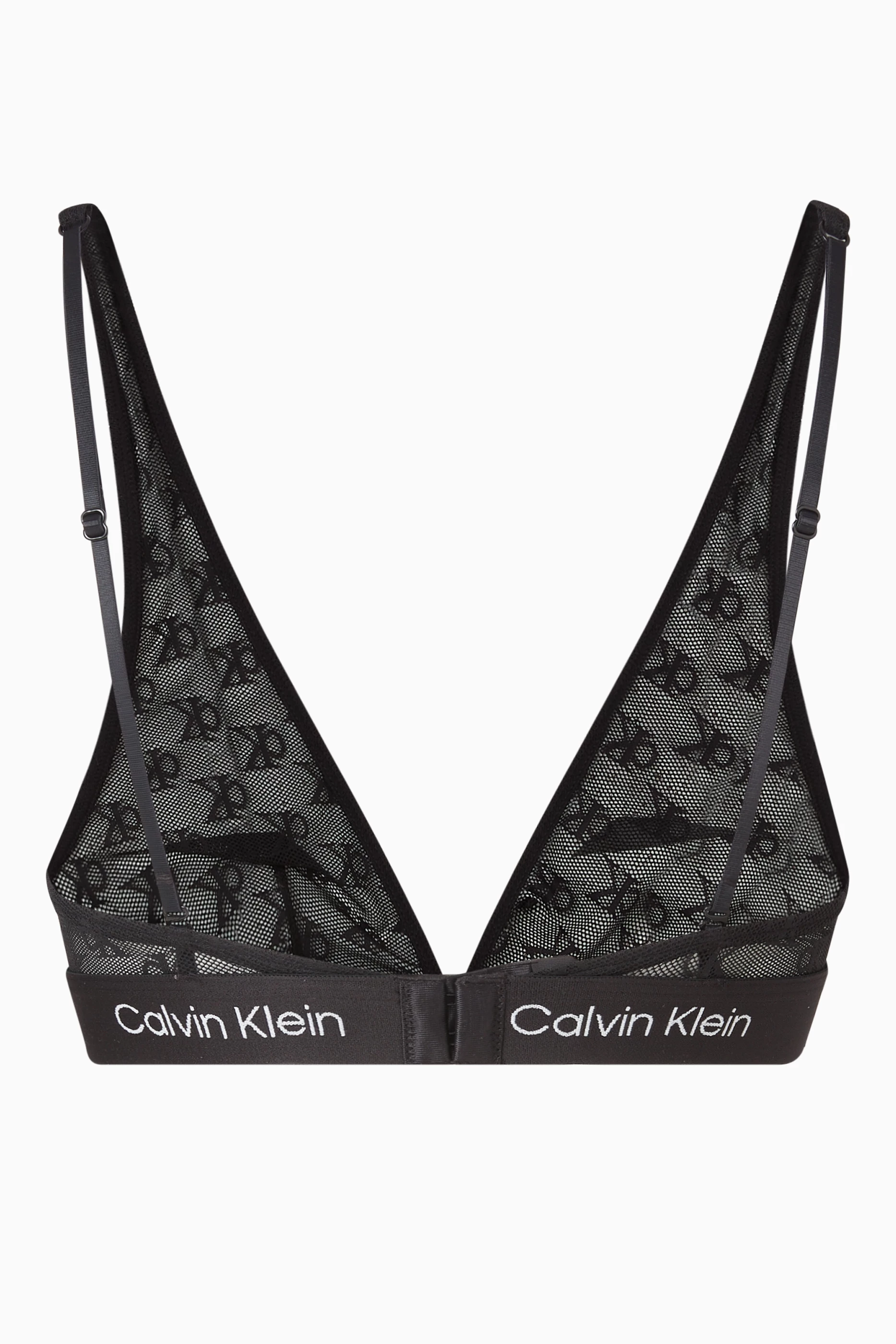 Buy Calvin Klein Black 1996 Logo Triangle Bralette in Lace for