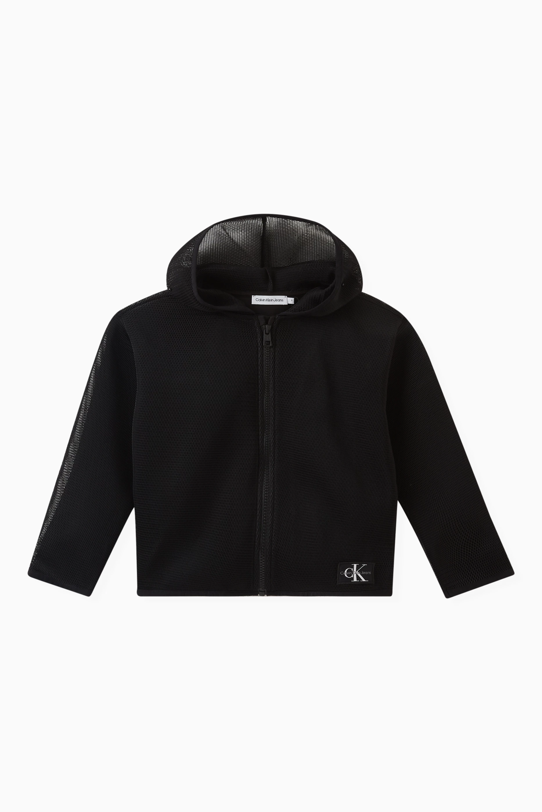 Buy Calvin Klein Black Modern Utility Jacket in Mesh for Boys in