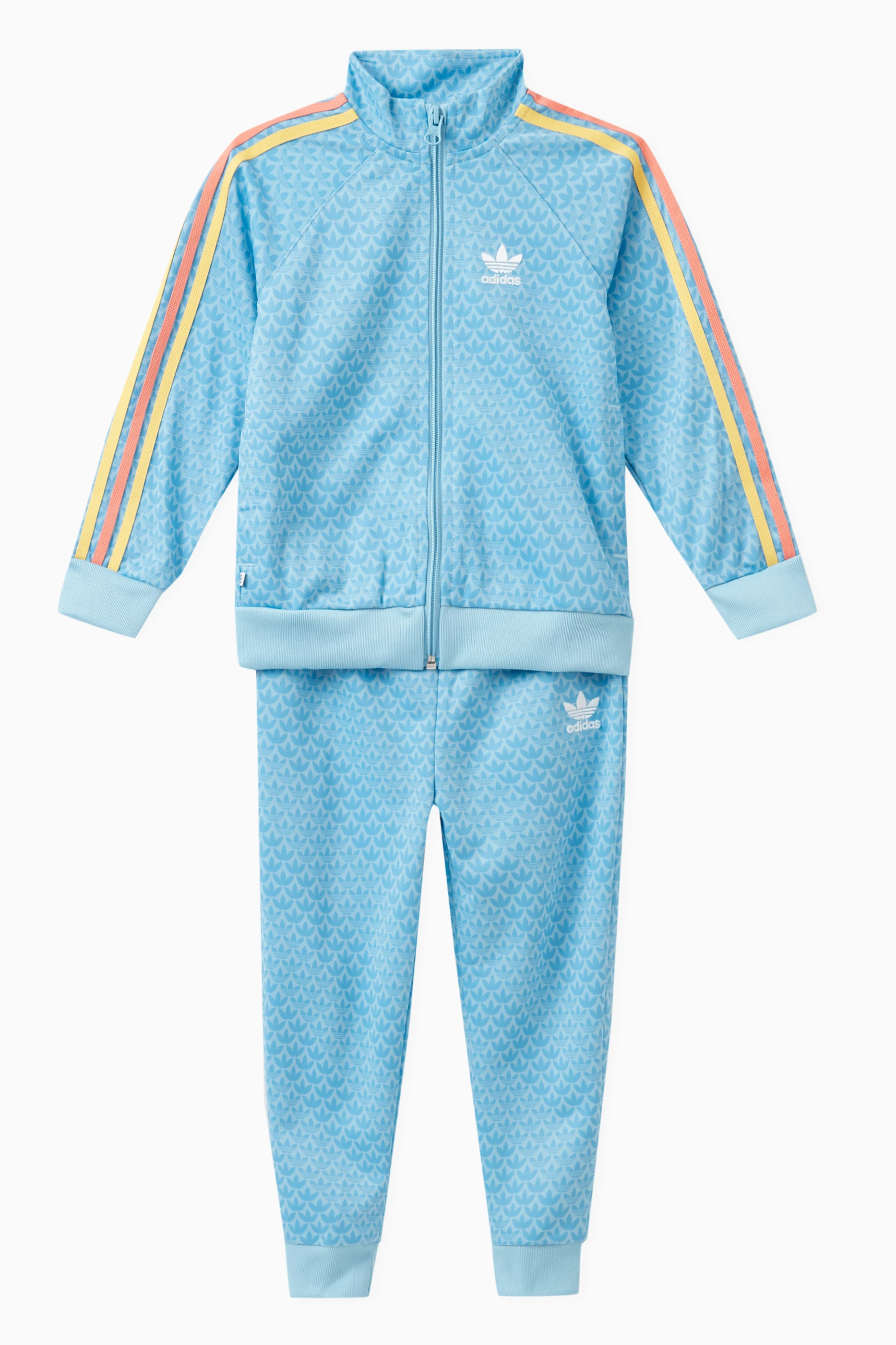 Buy adidas Blue Monogram Print Tracksuit in Nylon Tricot for Baby