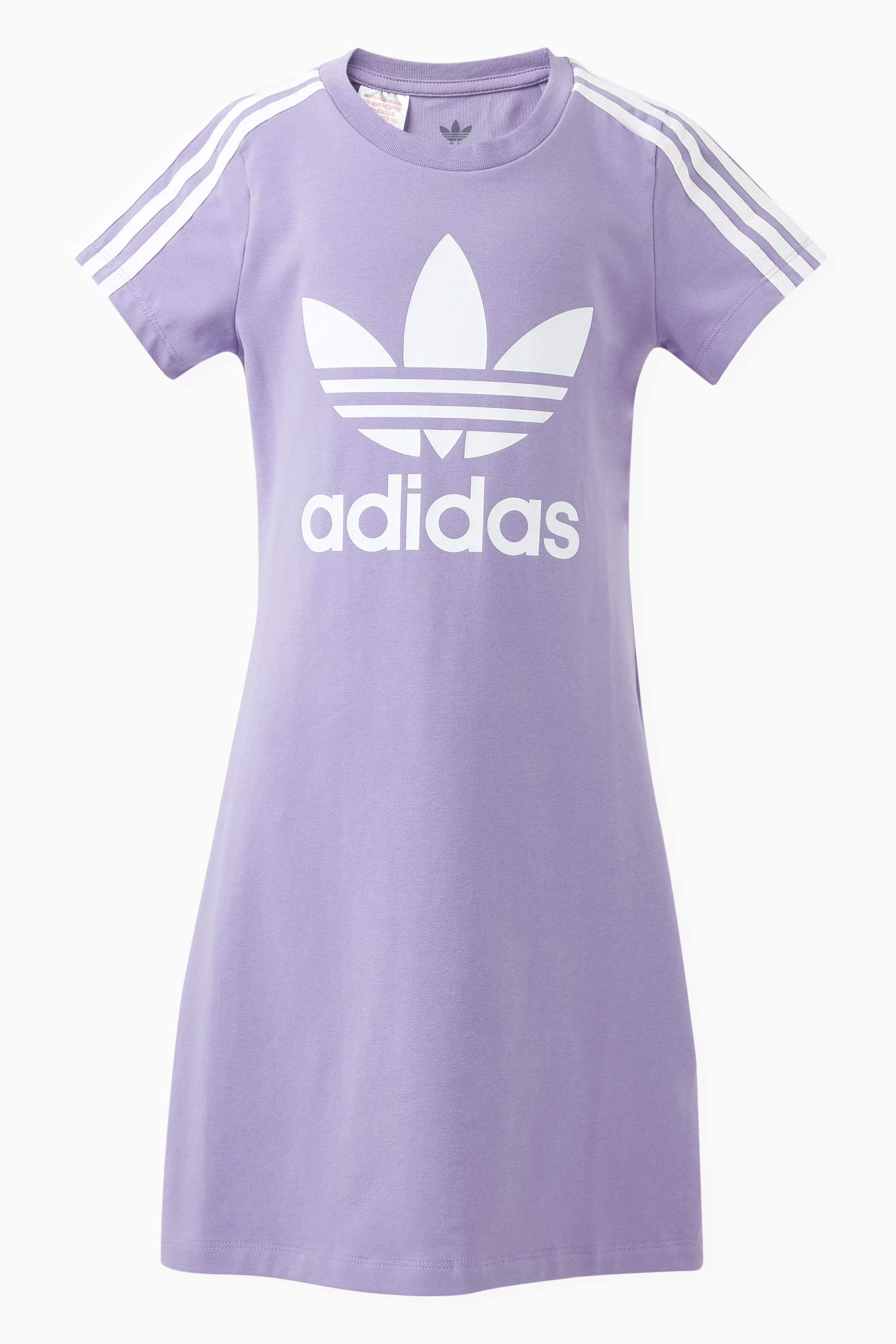 Buy adidas Purple Adicolor Short Sleeved Dress in Cotton Stretch