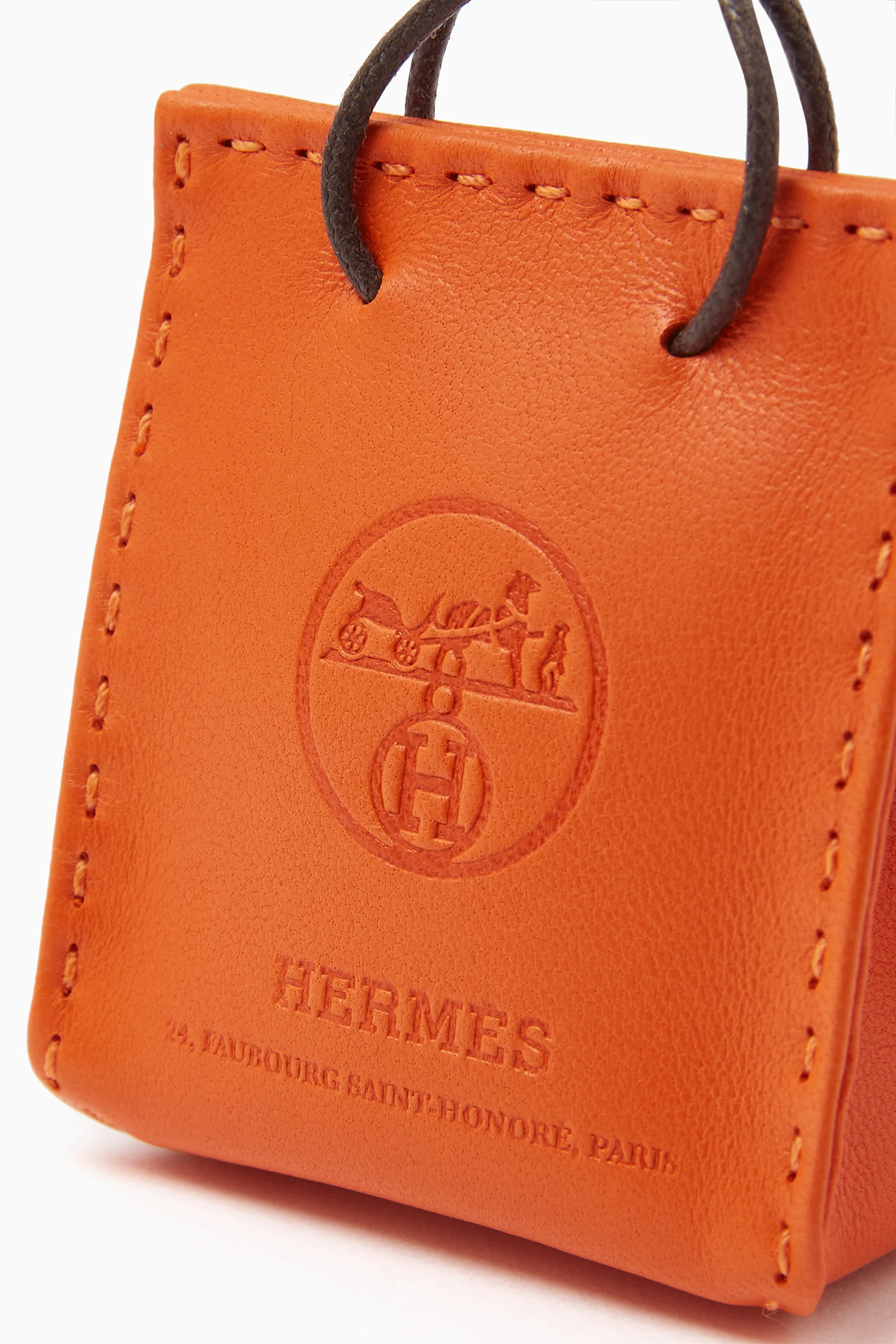 Hermès Feu Milo Lambskin and Gold Swift Orange Bag Charm (Like New)