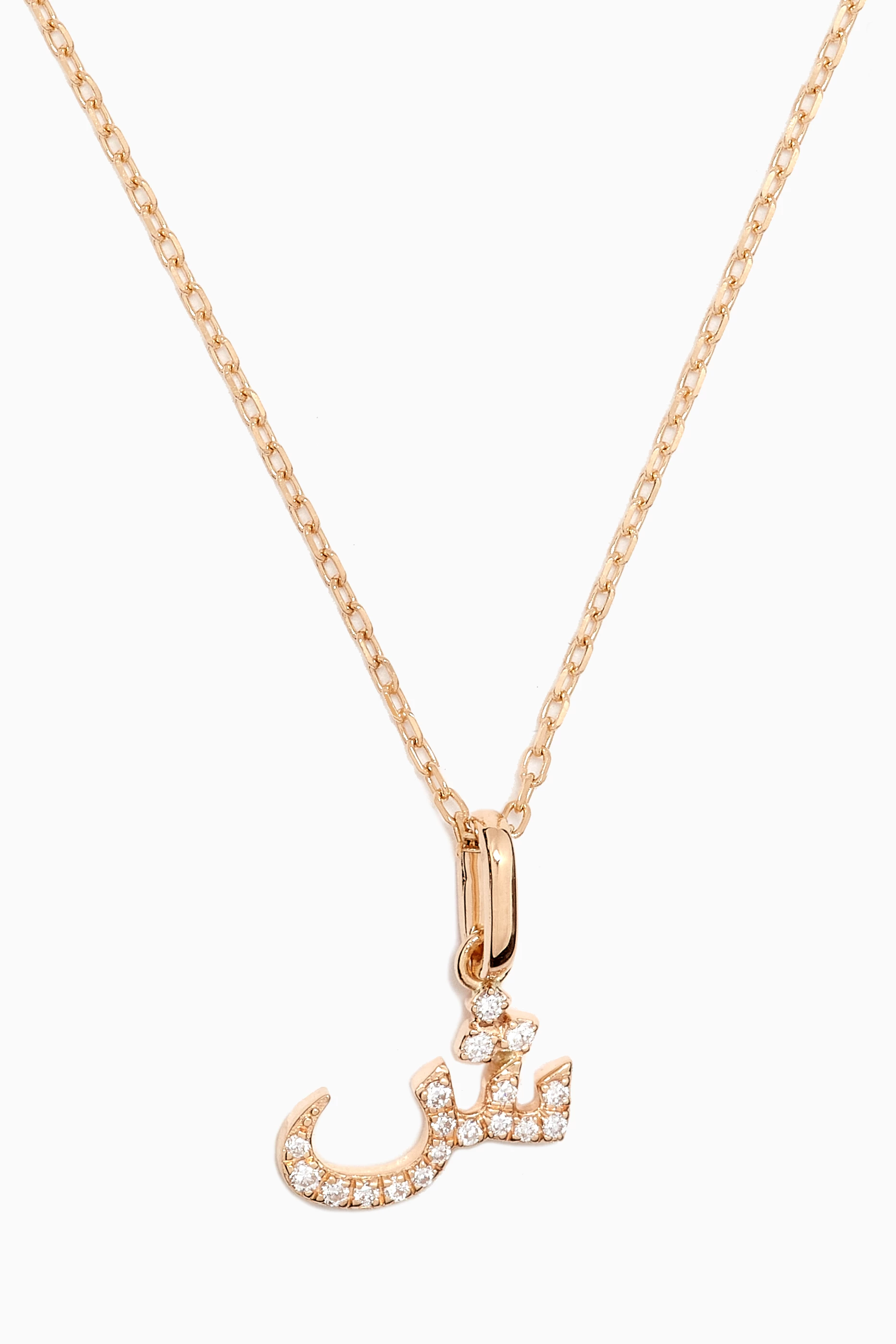 Buy Fergus James White Arabic Letter Sheen Diamond Necklace in