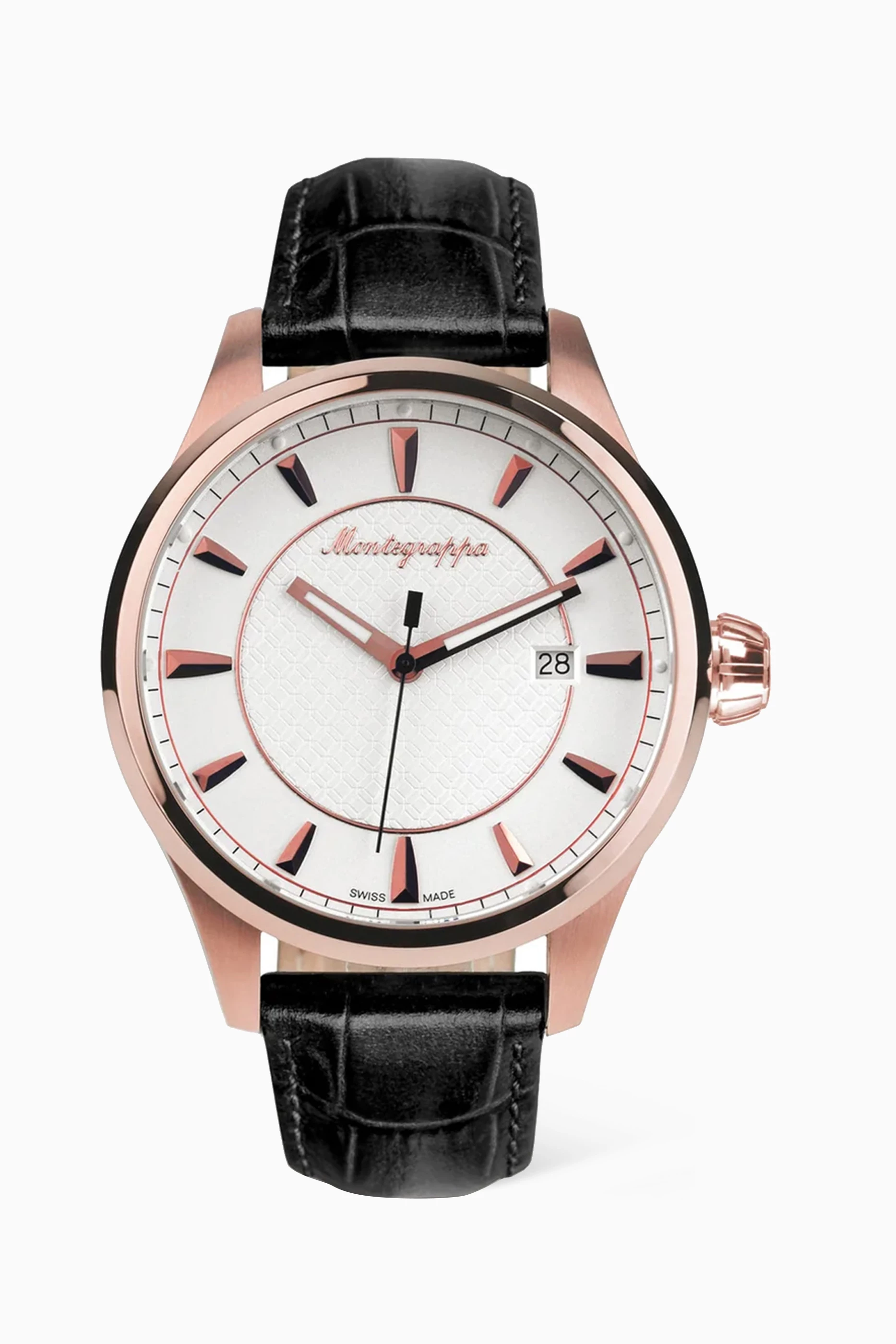 Montegrappa black best sale leather analogue watch