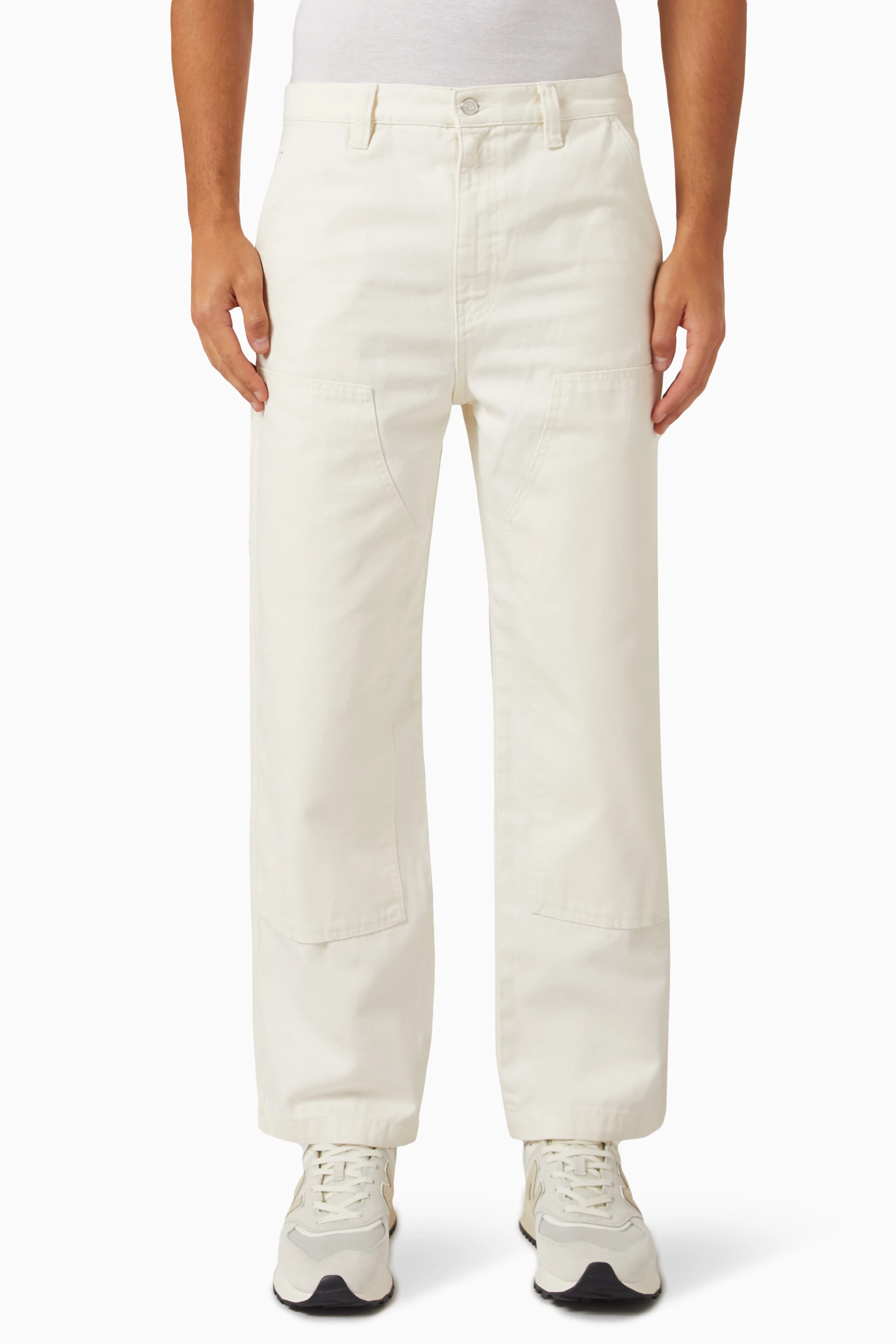 Buy St ssy Neutral Canvas Work Pants in Cotton for Men in UAE Ounass