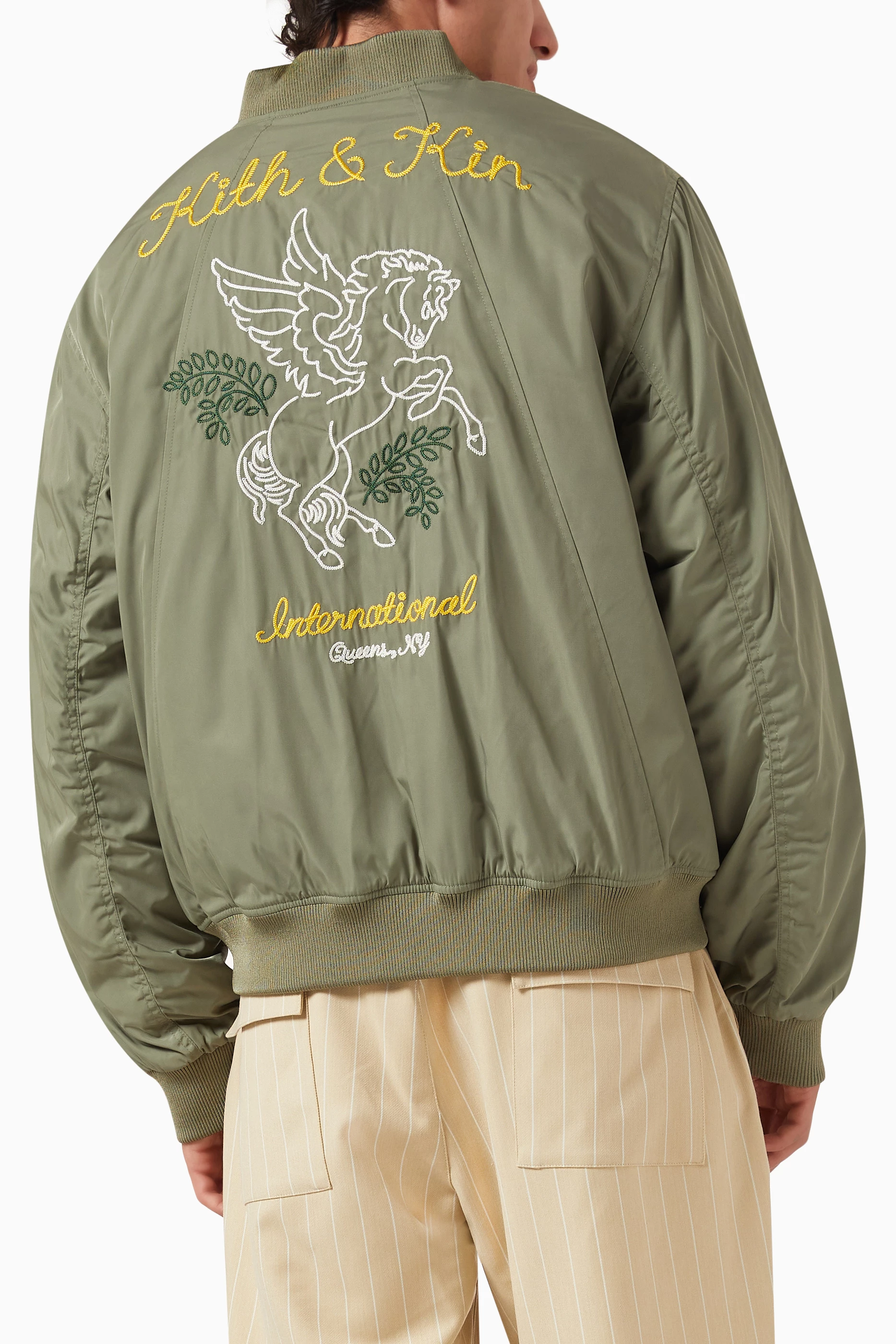 Green bomber deals jacket mens