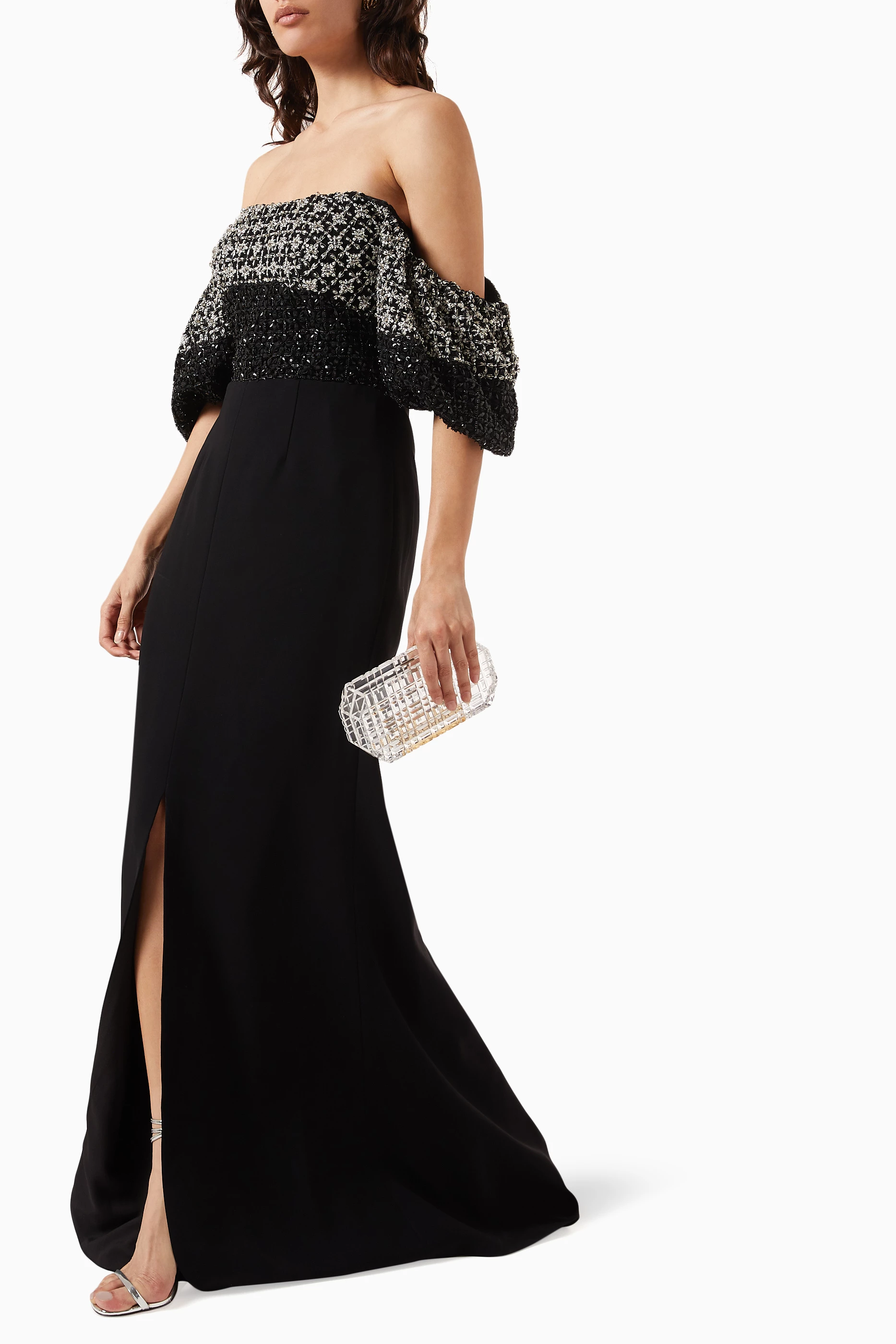 Coast black suze bardot maxi dress hot sale