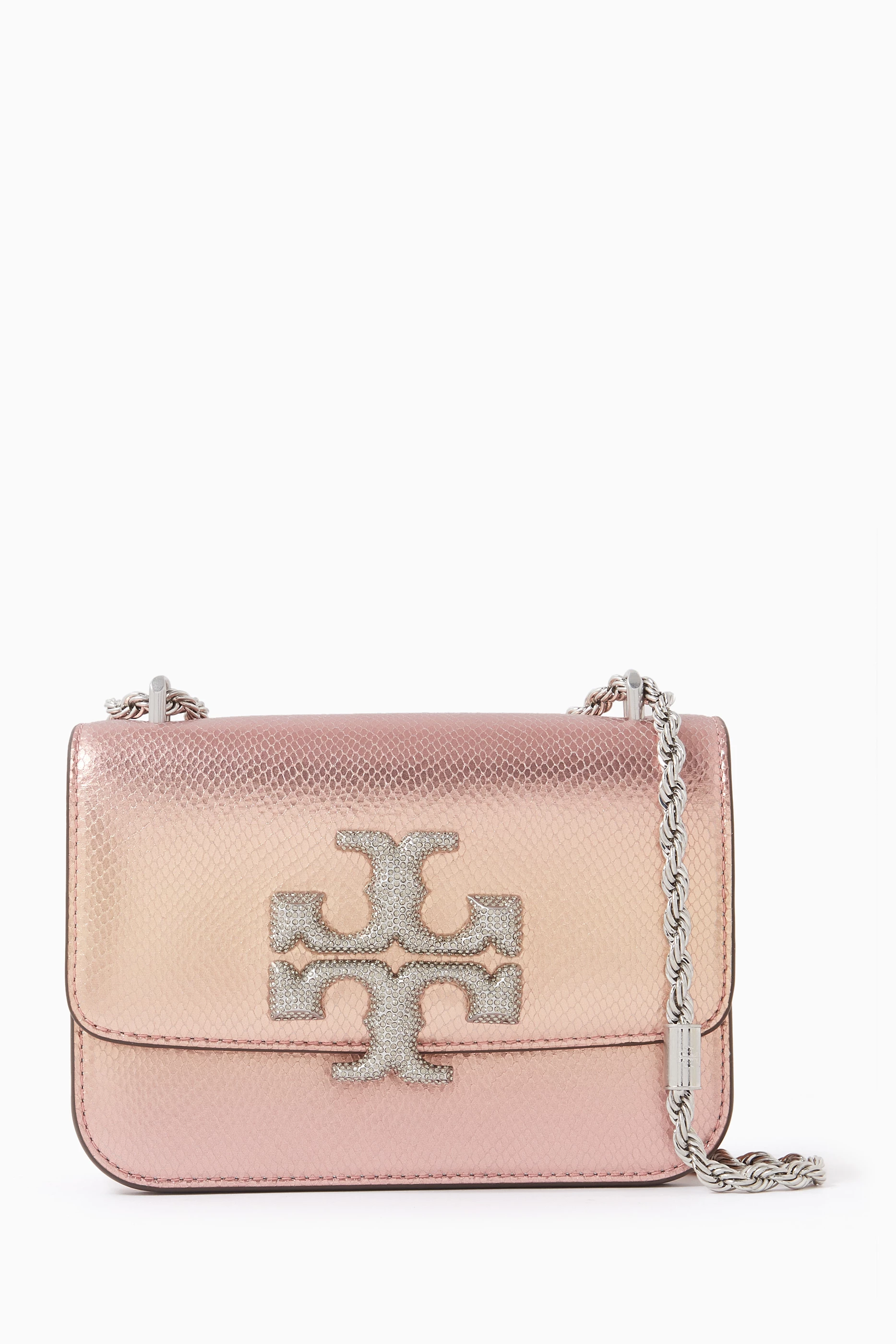 Buy Tory Burch Pink Small Eleanor Bag in Metallic Snake embossed Leather for Women in UAE Ounass