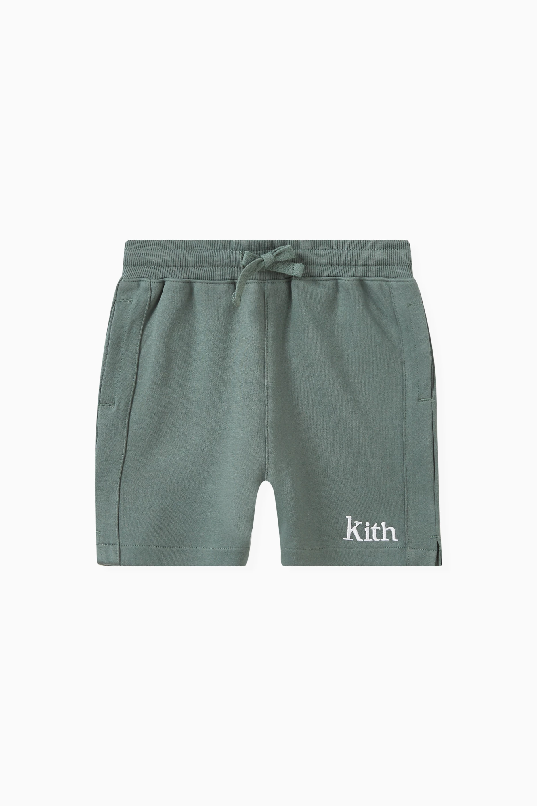 Buy Kith Green Graham Shorts in Cotton-interlock Fabric for KIDS