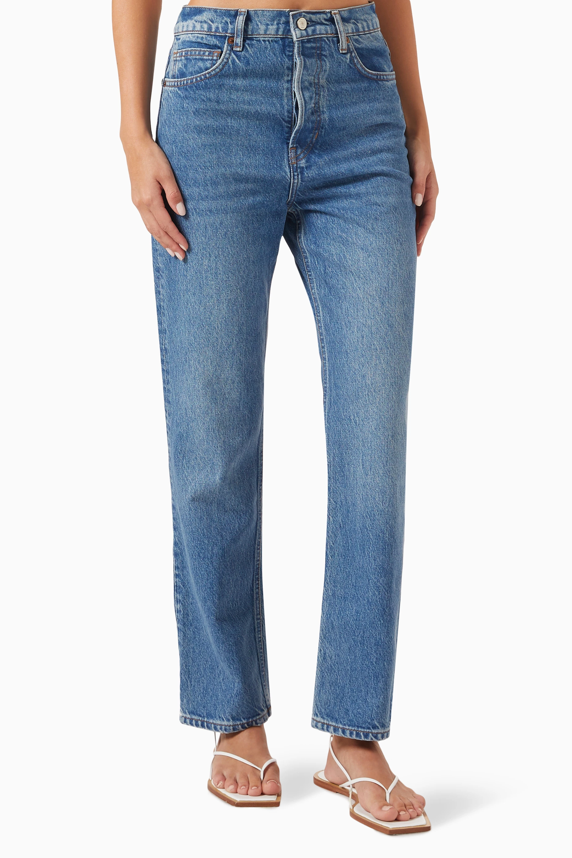 Hi rise straight leg jeans cheap