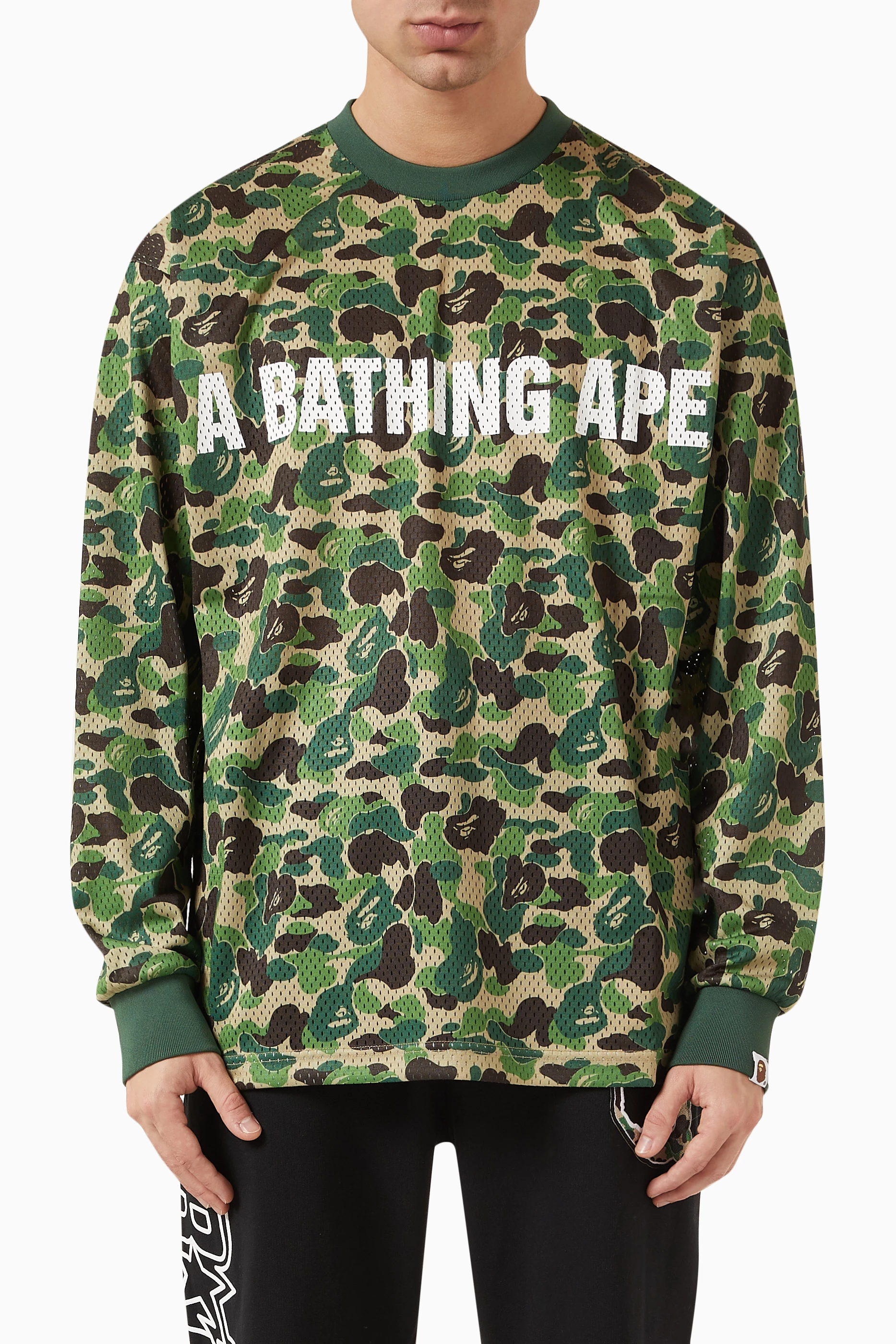 Buy A Bathing Ape Green ABC Camo T shirt in Mesh for Men in UAE Ounass