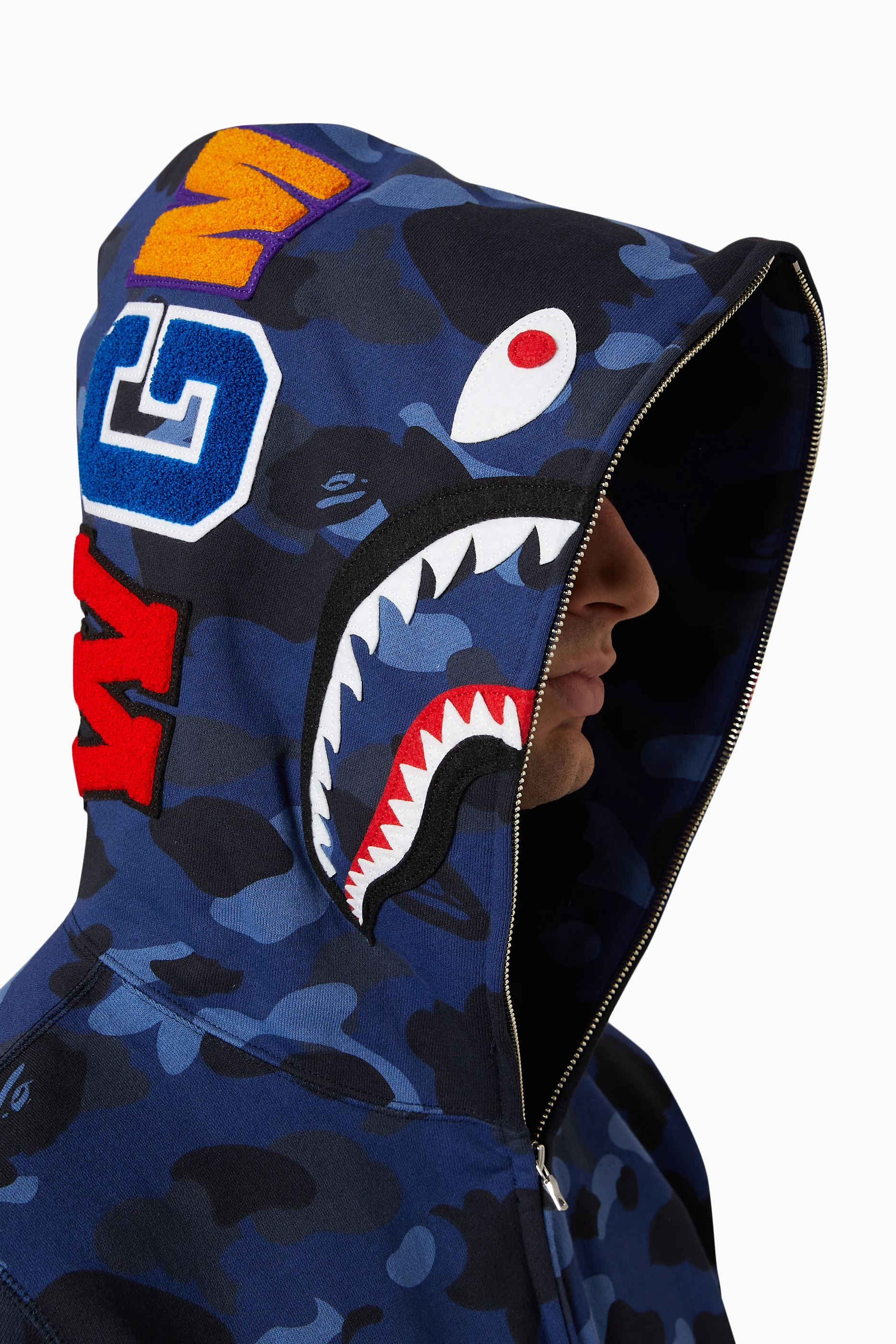 Bape red and blue hoodie clearance