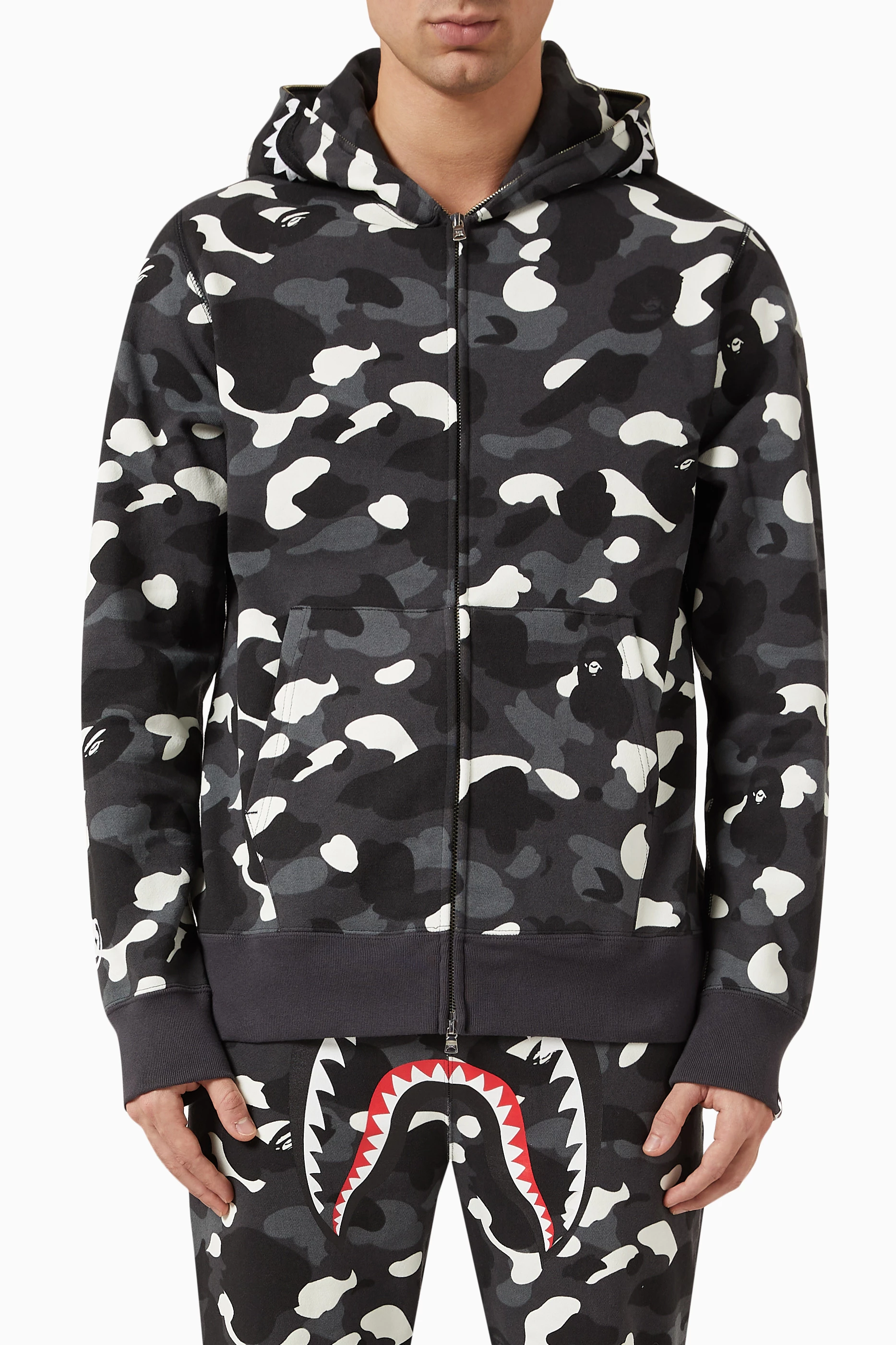 Black bape store shark hoodie
