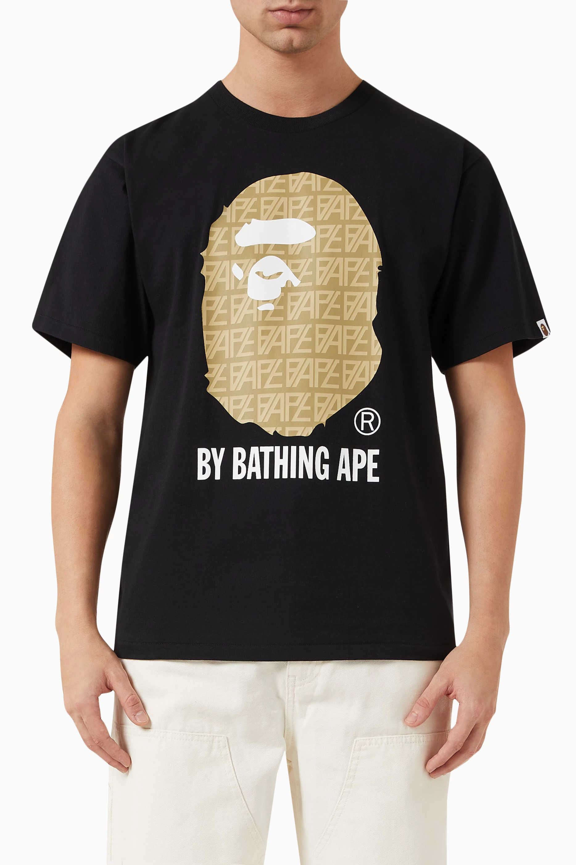 Buy A Bathing Ape Black BAPE Logo Monogram T shirt in Cotton for