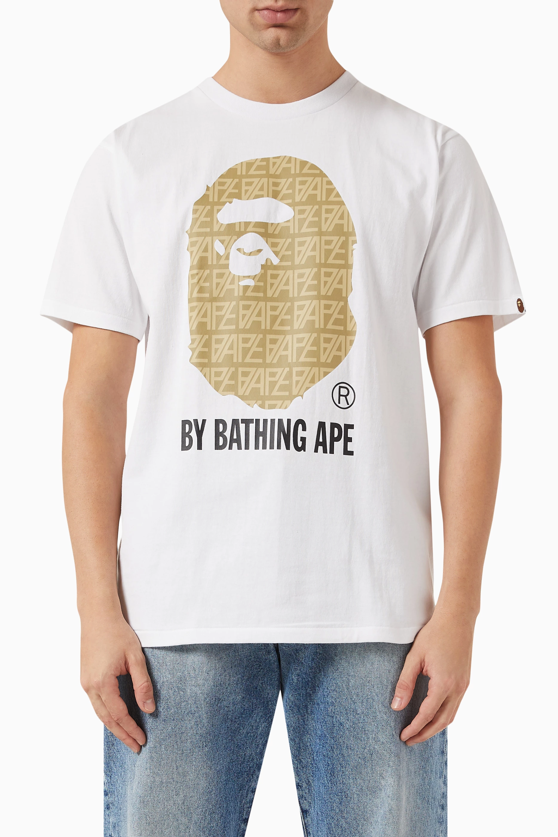Buy A Bathing Ape White BAPE Logo Monogram T shirt in Cotton for