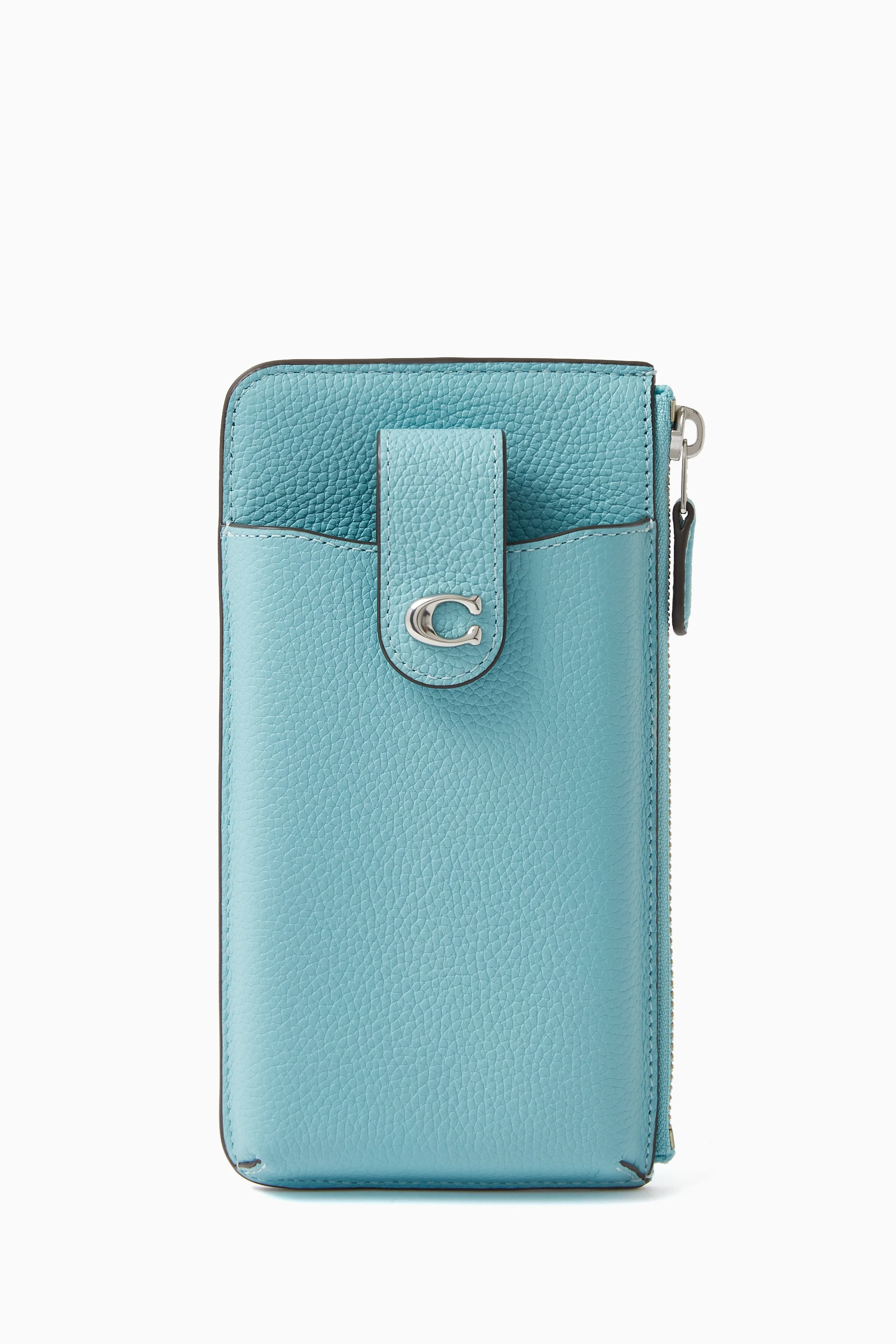 Buy Coach Brown Essential Phone Wallet in Pebble Leather for Women