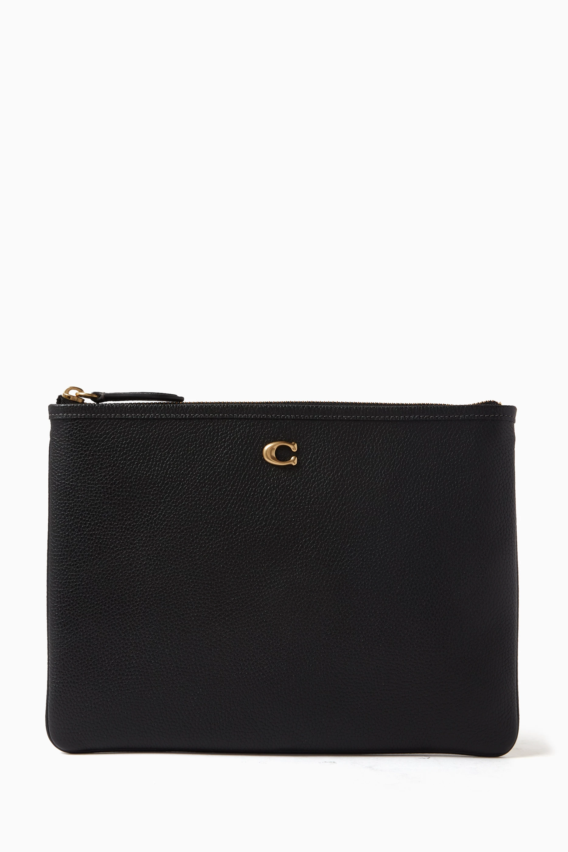 Buy Coach Black Essential Pochette 28 in Pebbled Leather for Women