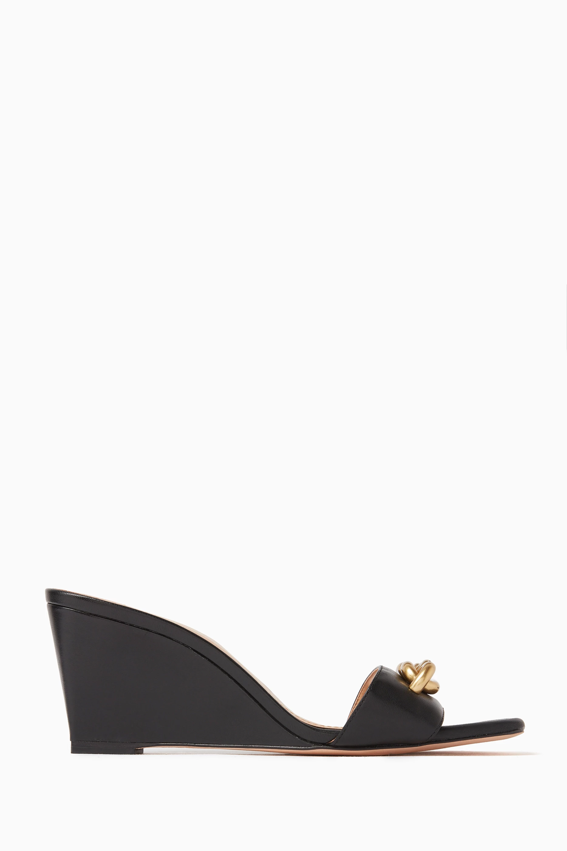 Black leather wedge heels cheap