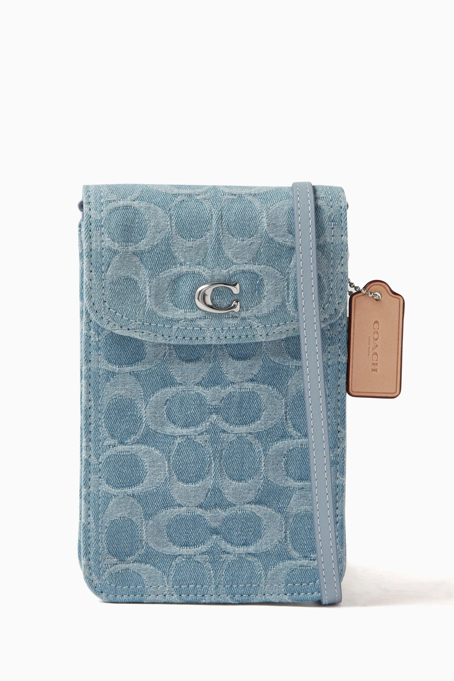 Buy Coach Blue Phone Crossbody Bag in Signature Monogram Denim for