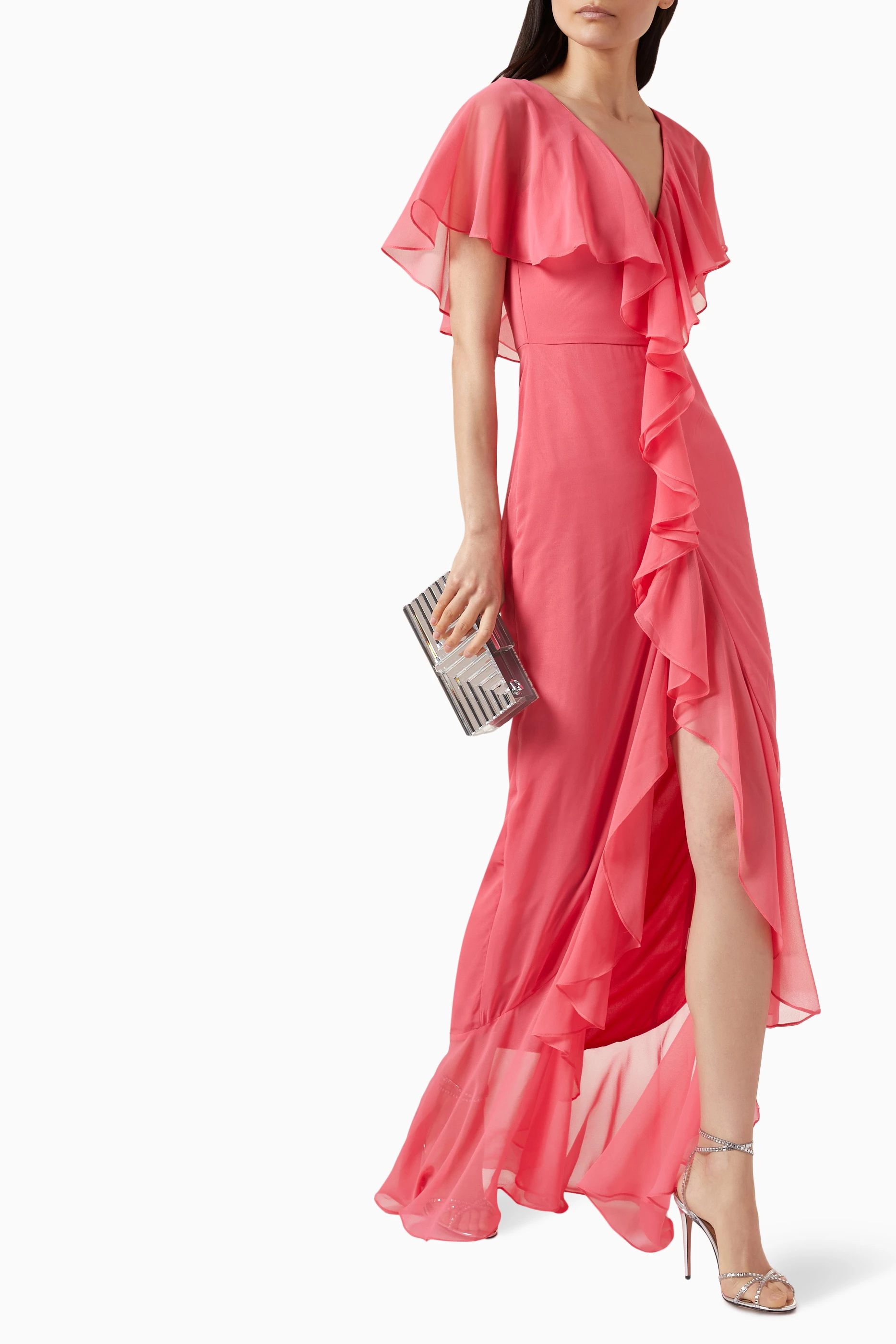 Buy Yaura Pink Isioma Ruffled Maxi Dress for Women in UAE Ounass
