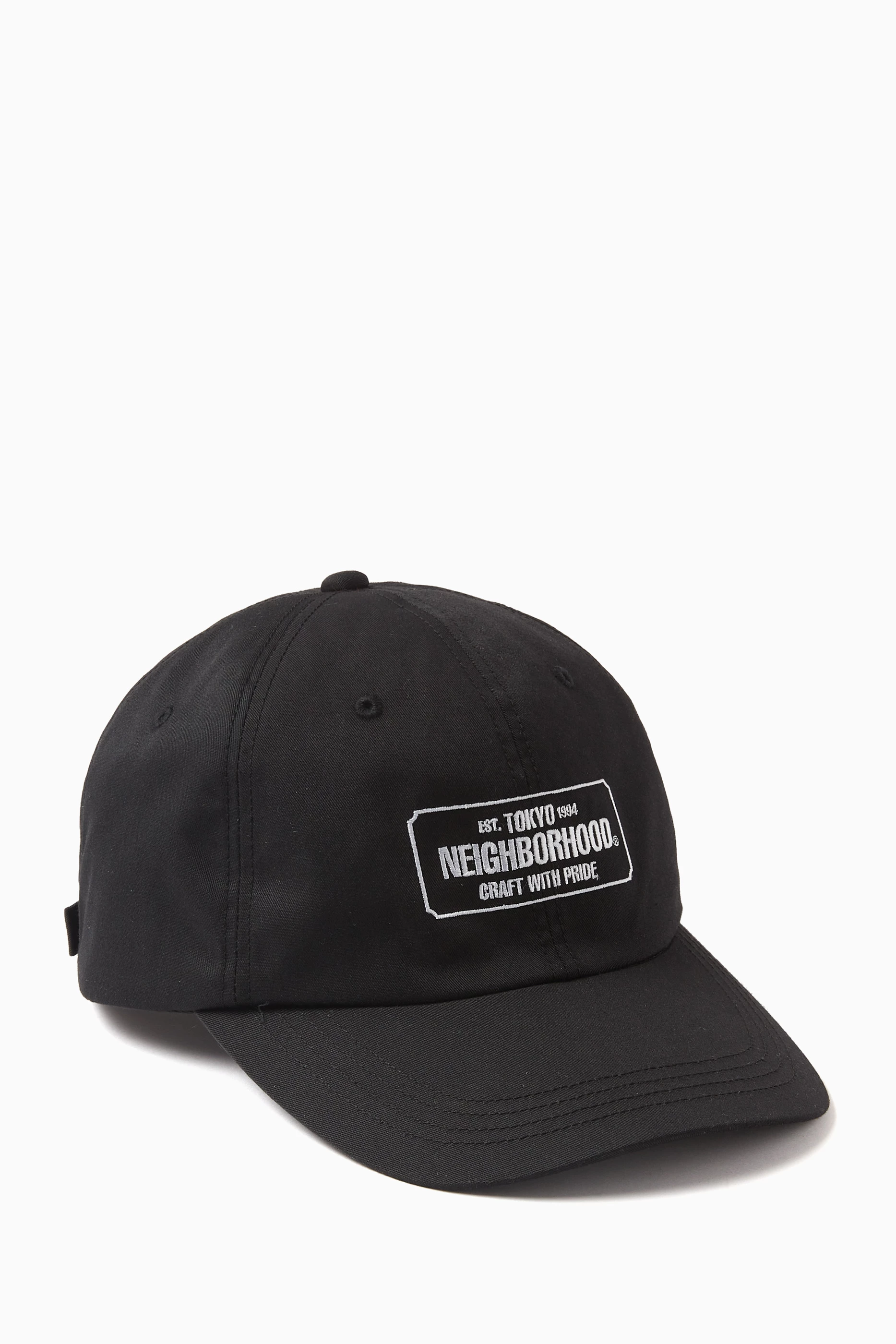 Buy Neighborhood Black Embroidered Dad Cap in Cotton for Men in