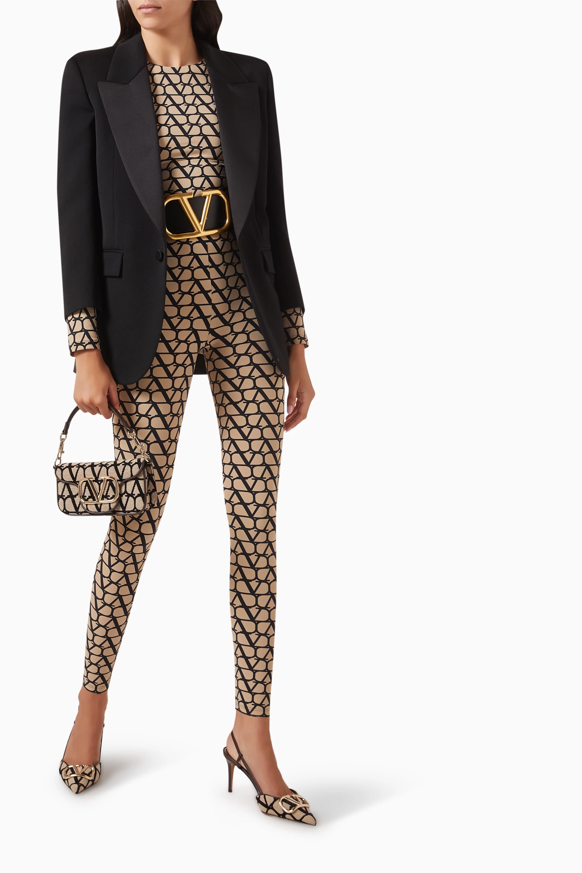 Buy Valentino Garavani Black Valentino Logo Leggings for Women in