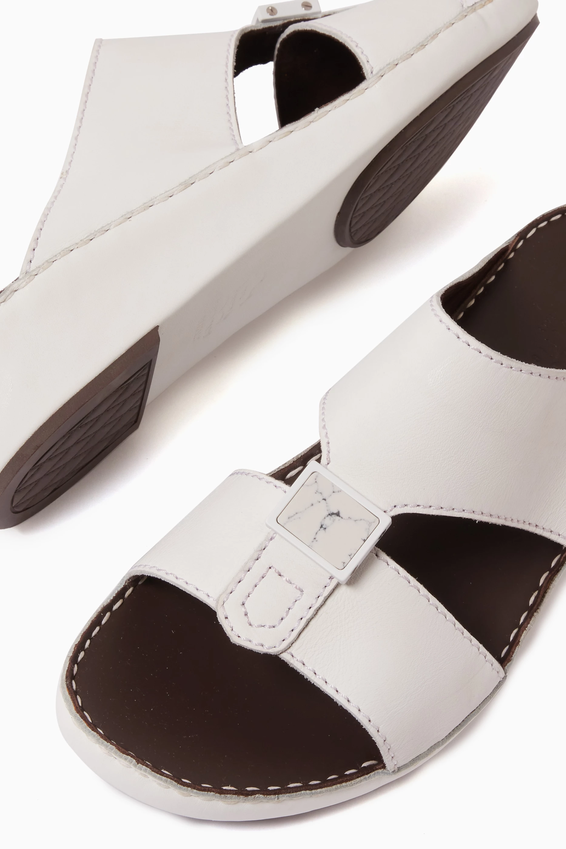 Mens white leather clearance sandals