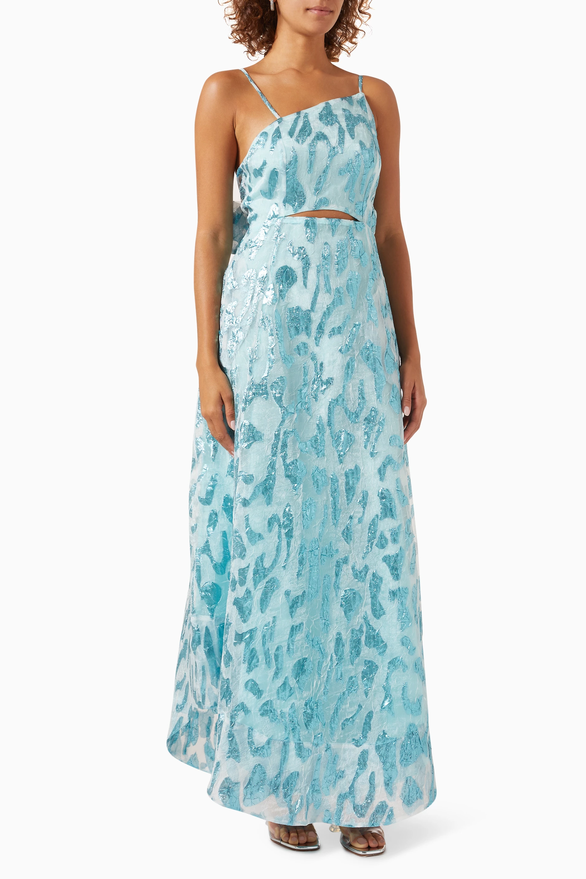Pale blue floral deals maxi dress