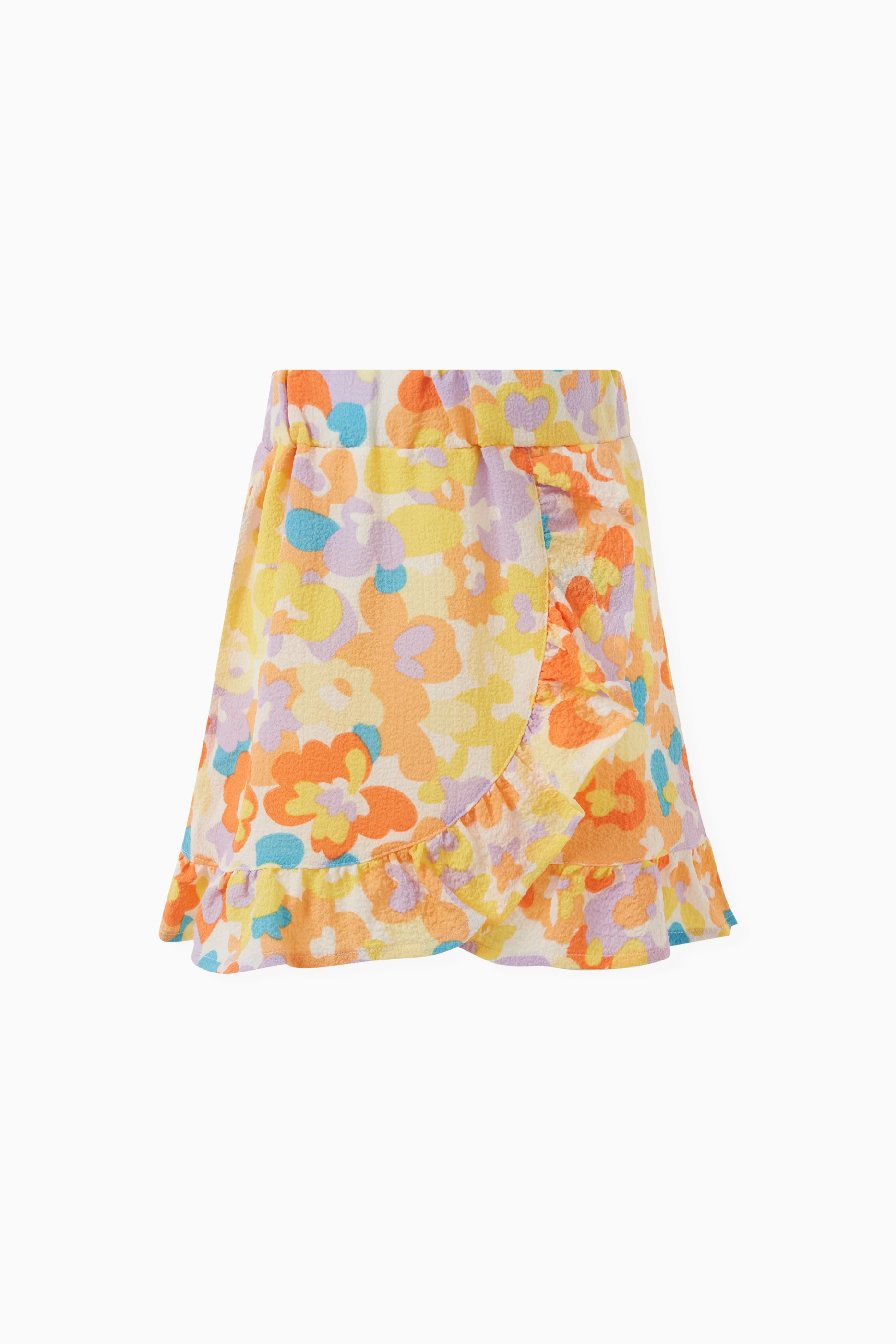 Orange floral mini shop skirt