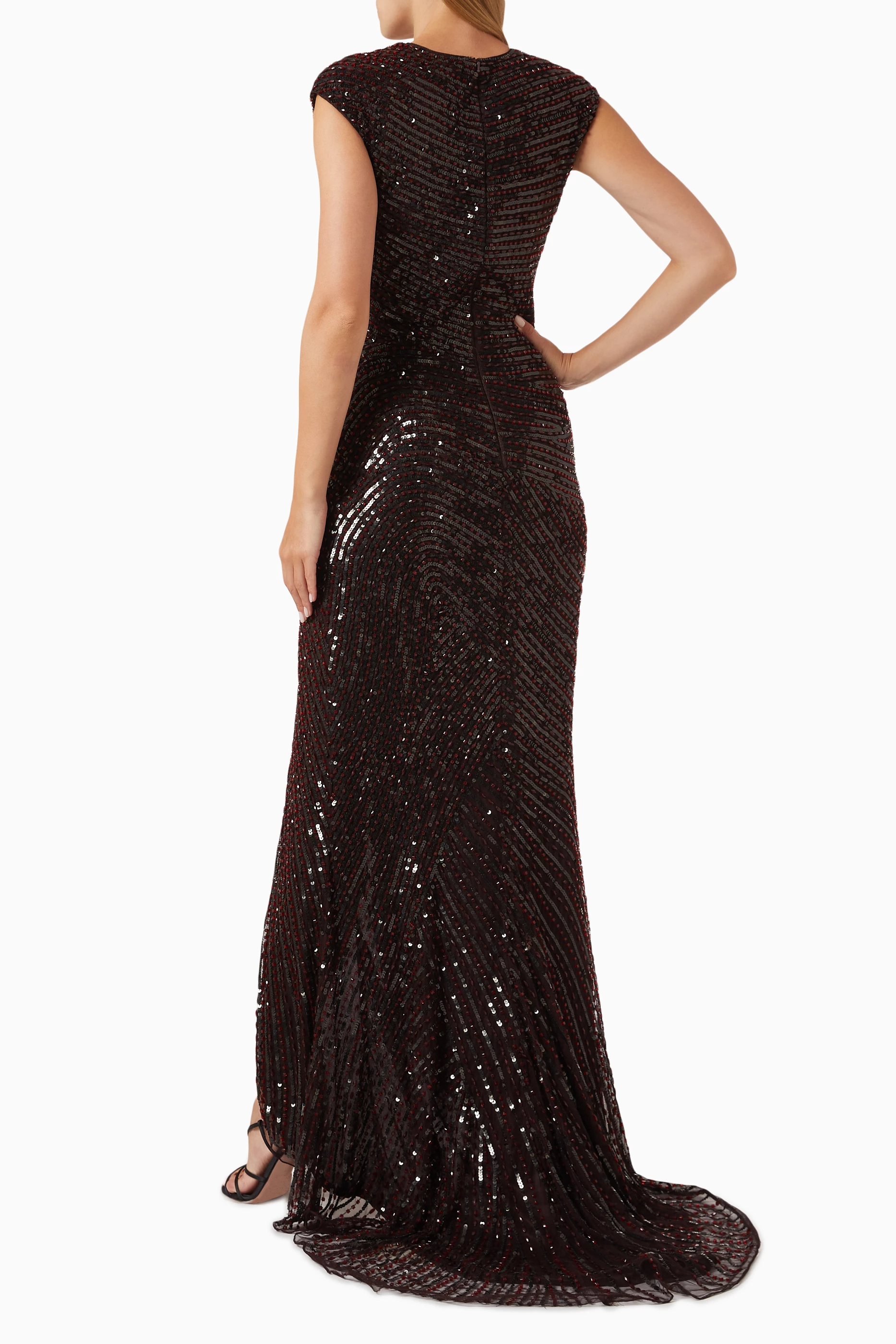 Calvin klein black sequin gown online