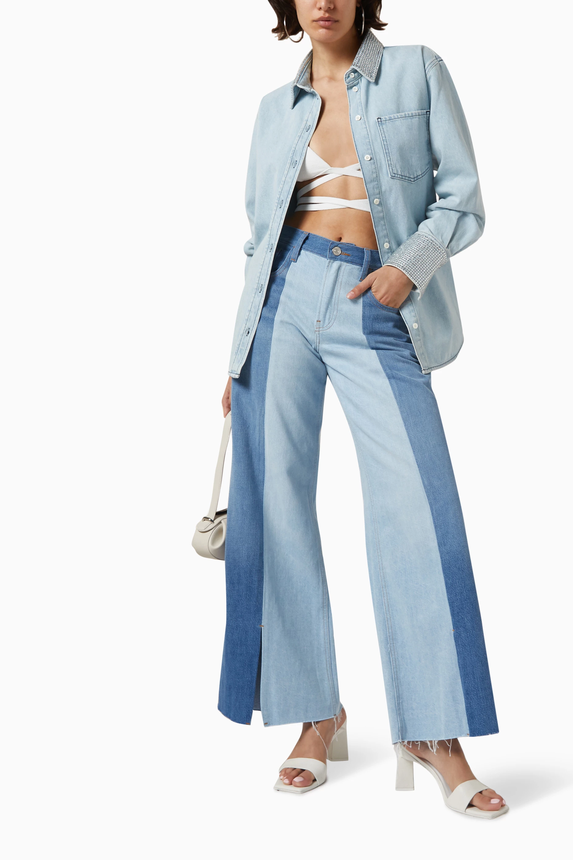 Split denim hot sale