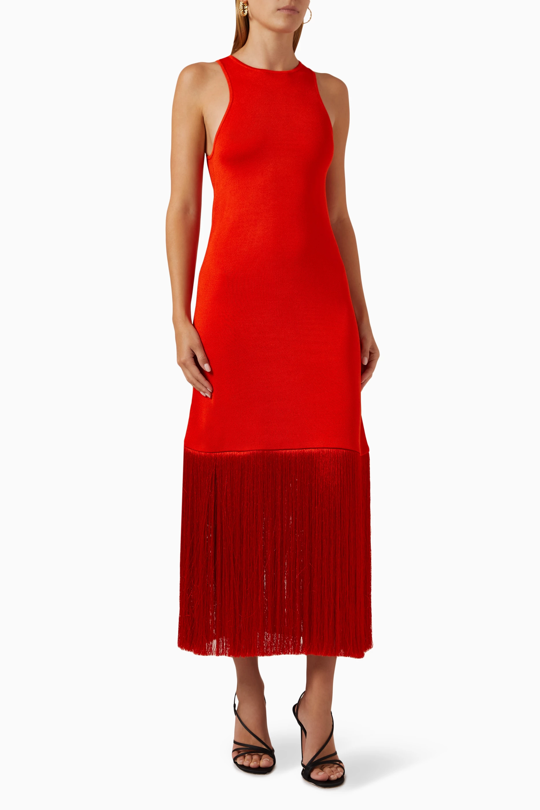 Alexis red online fringe dress