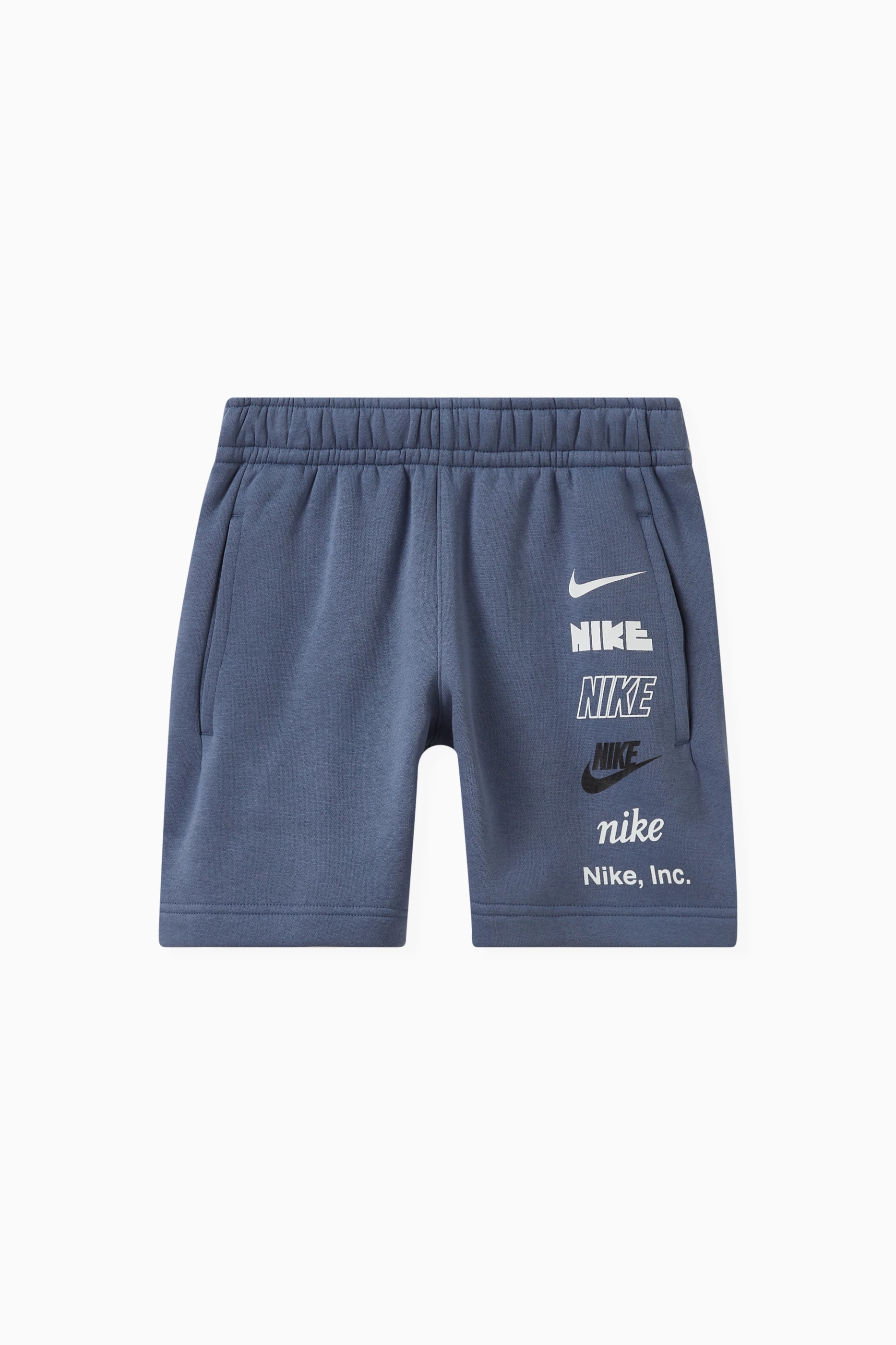 Buy Nike Blue Logo Shorts in Fleece for Boys in UAE Ounass