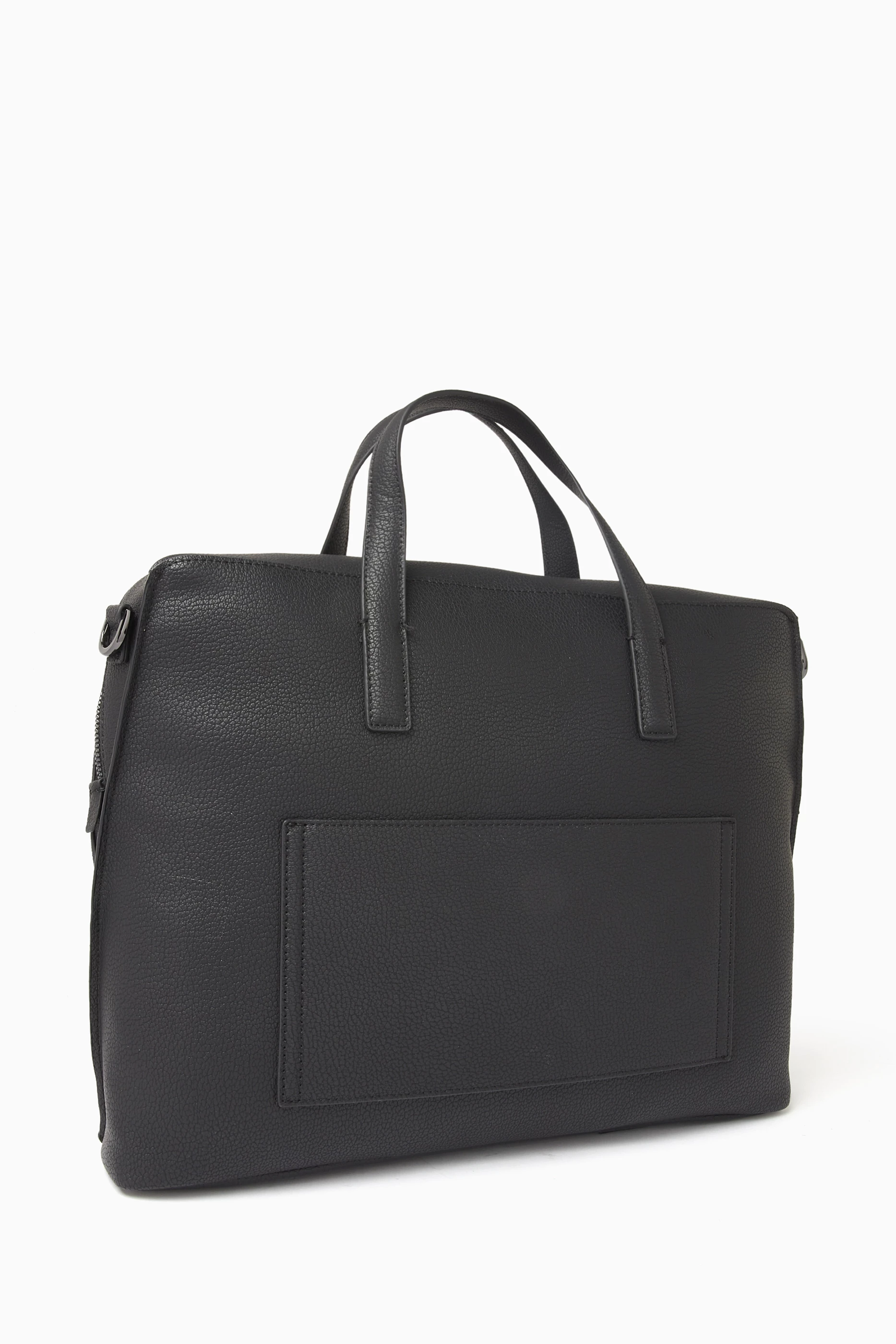 Buy Calvin Klein Black Modern Laptop Bag in Faux Leather for Men
