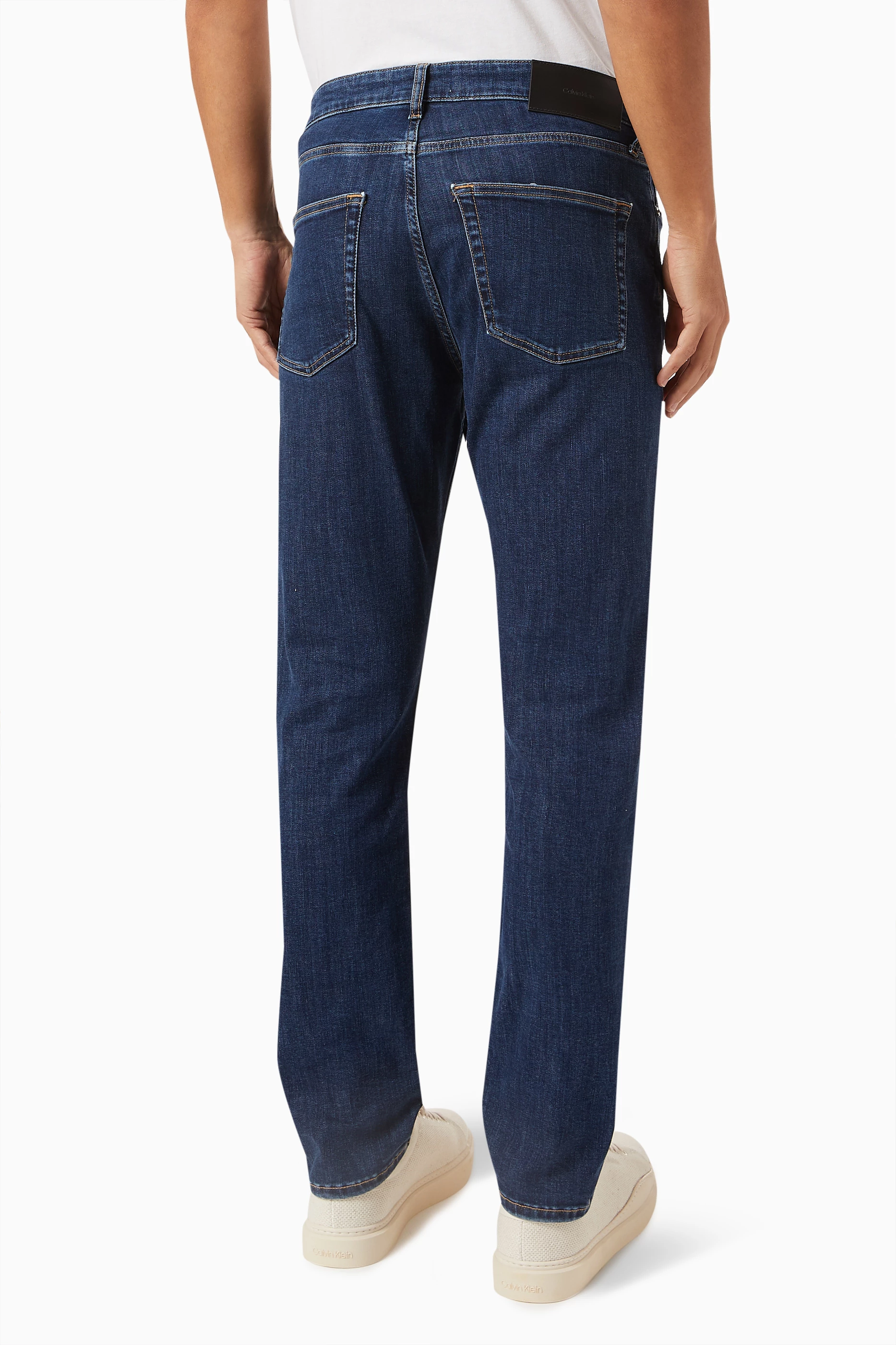 Calvin klein men's relaxed online straight fit denim jeans