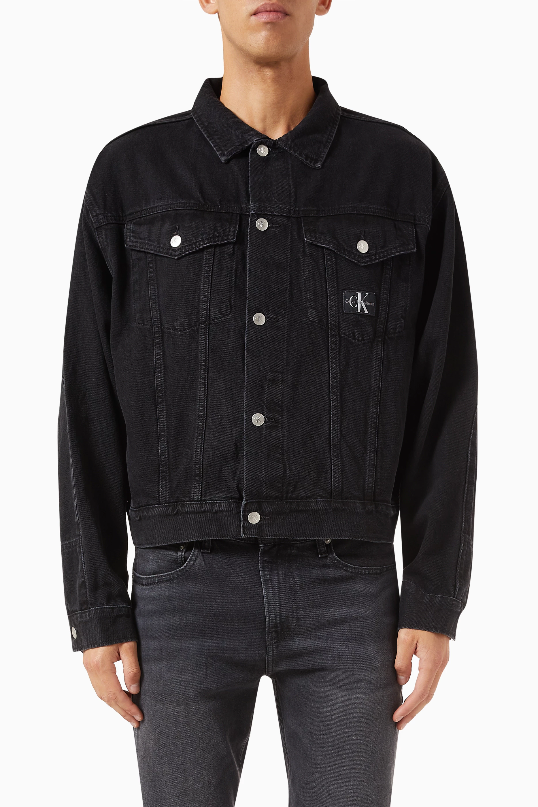 Buy Calvin Klein Jeans Black Relaxed Logo Jacket in Denim for Men