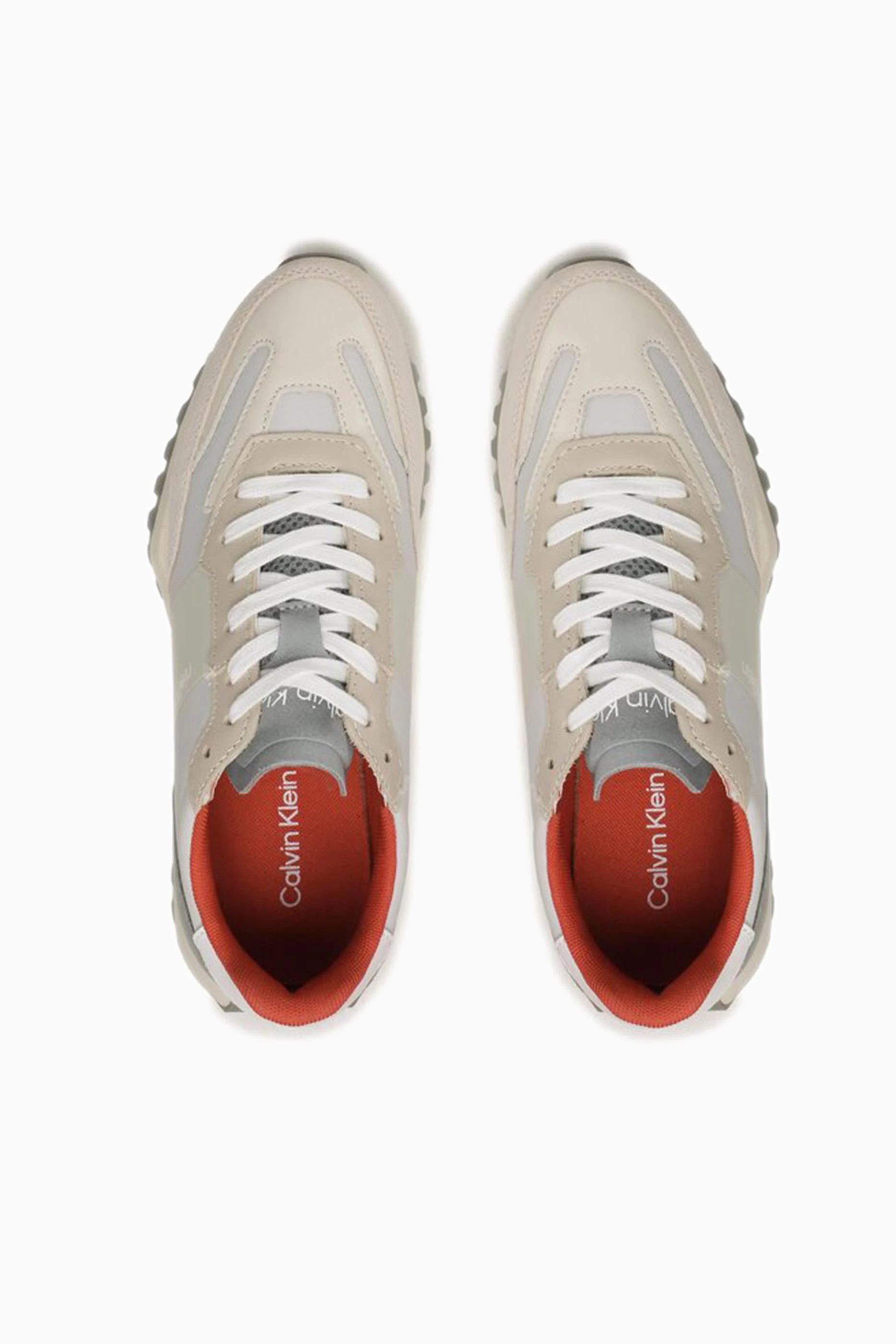 Buy Calvin Klein Neutral Skived Runner Sneakers in Leather and Nylon for Men in UAE Ounass