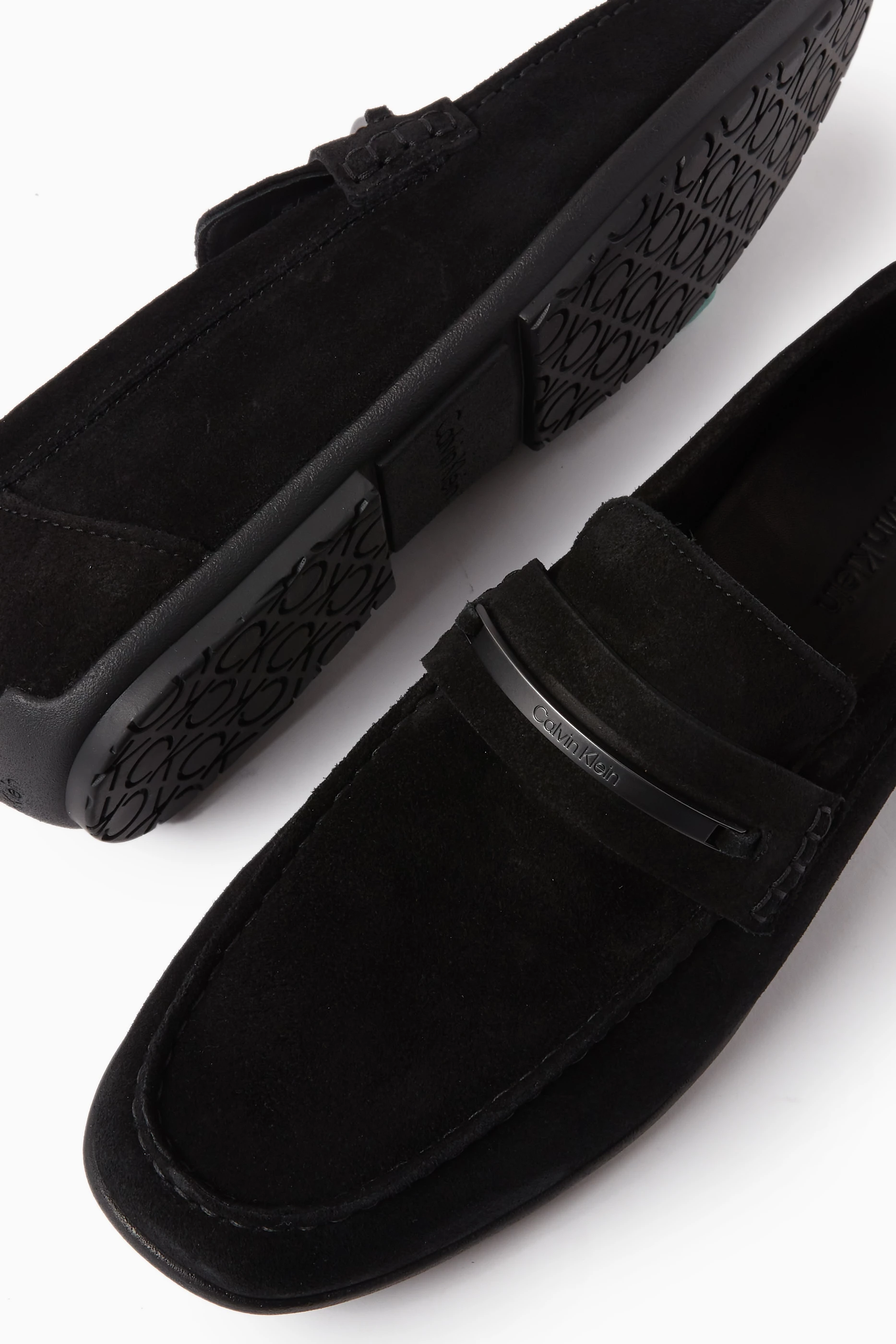 Calvin klein black suede loafers hotsell