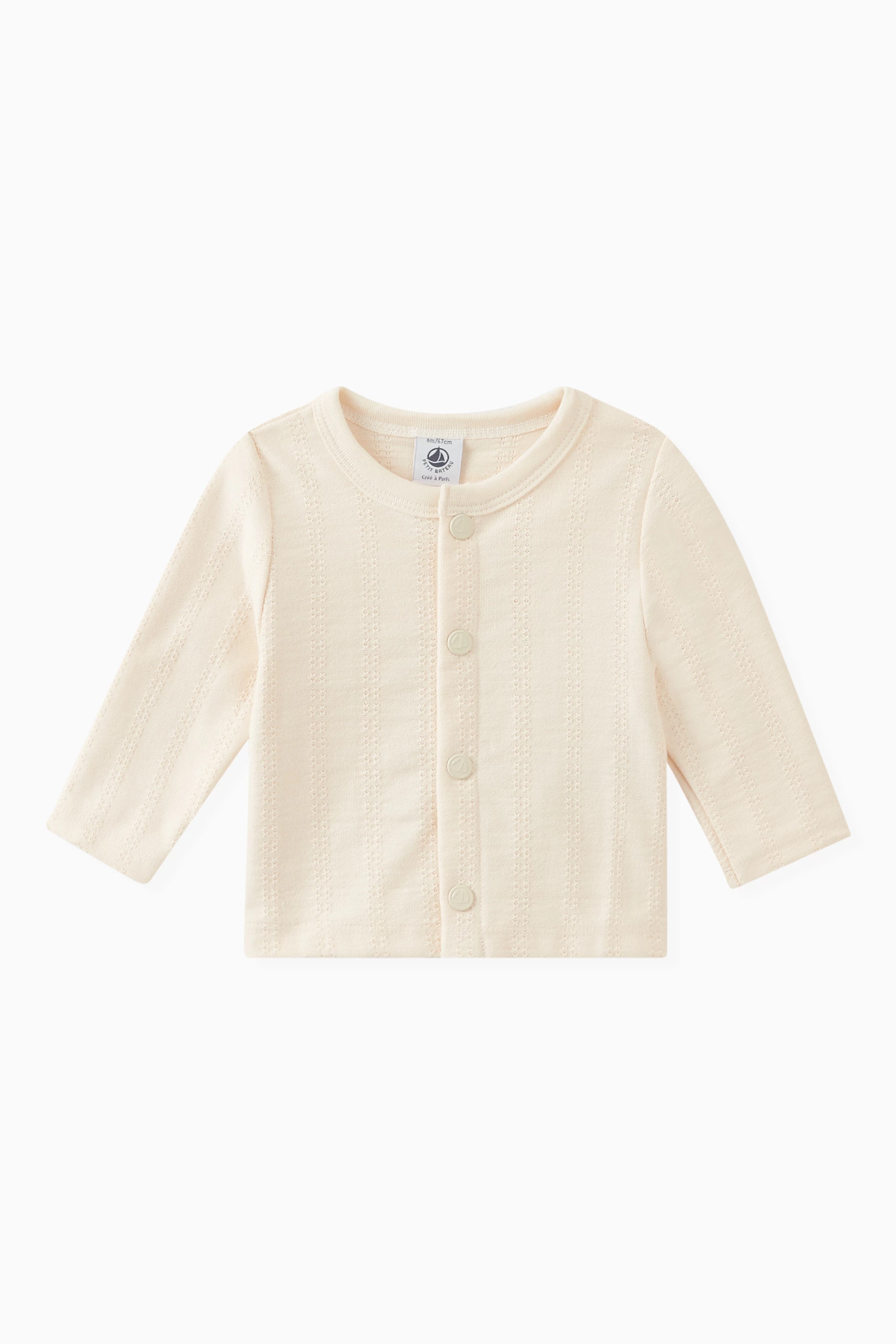 Buy Neutral Fancy Stitch Cardigan in Organic Cotton for Baby Girls