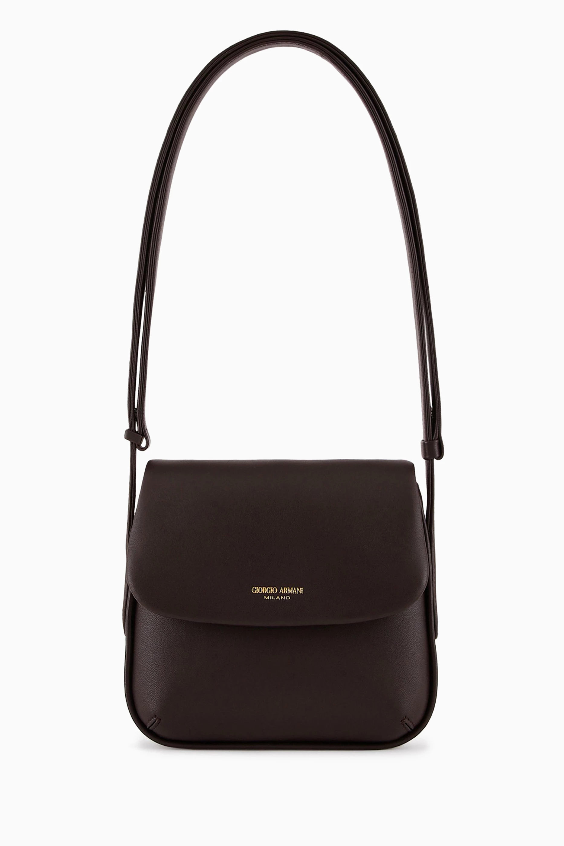 Buy Giorgio Armani Brown Small La Prima Shoulder Bag in Nappa