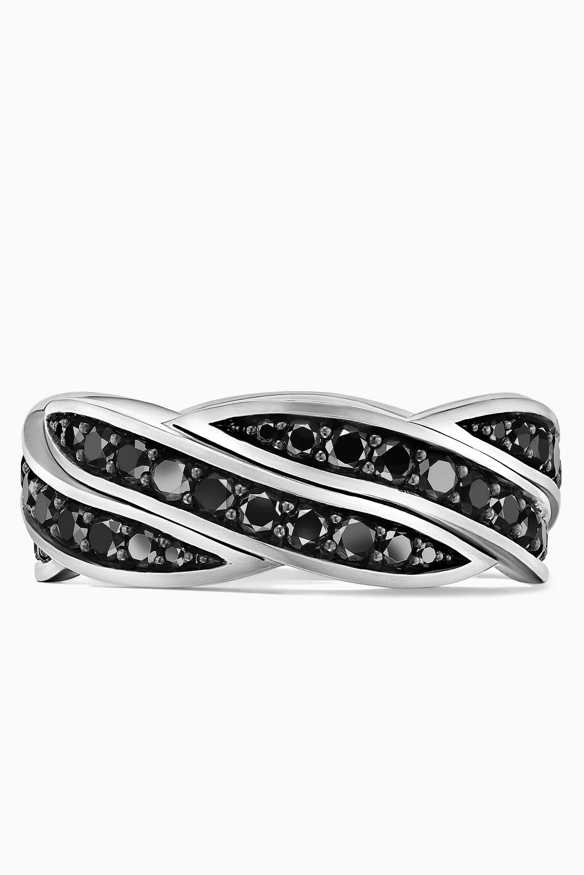Buy David Yurman Silver Diamond DY Helios Band Ring in Sterling