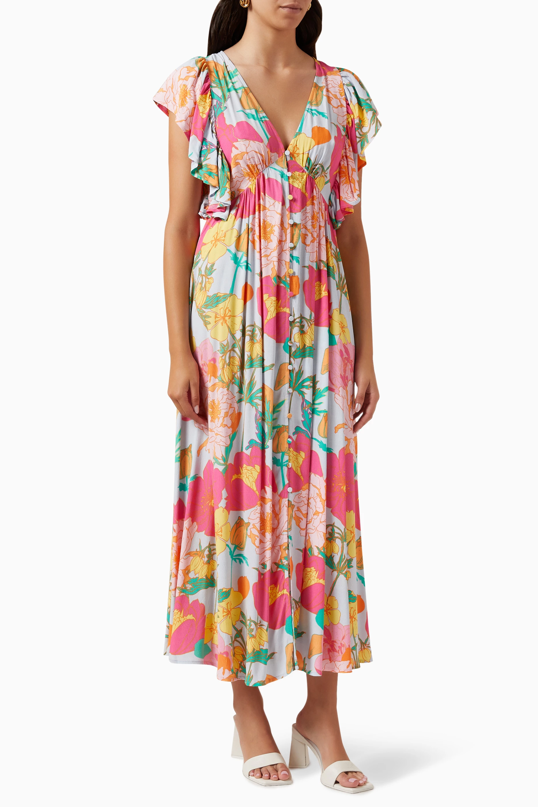 Yas floral maxi dress store