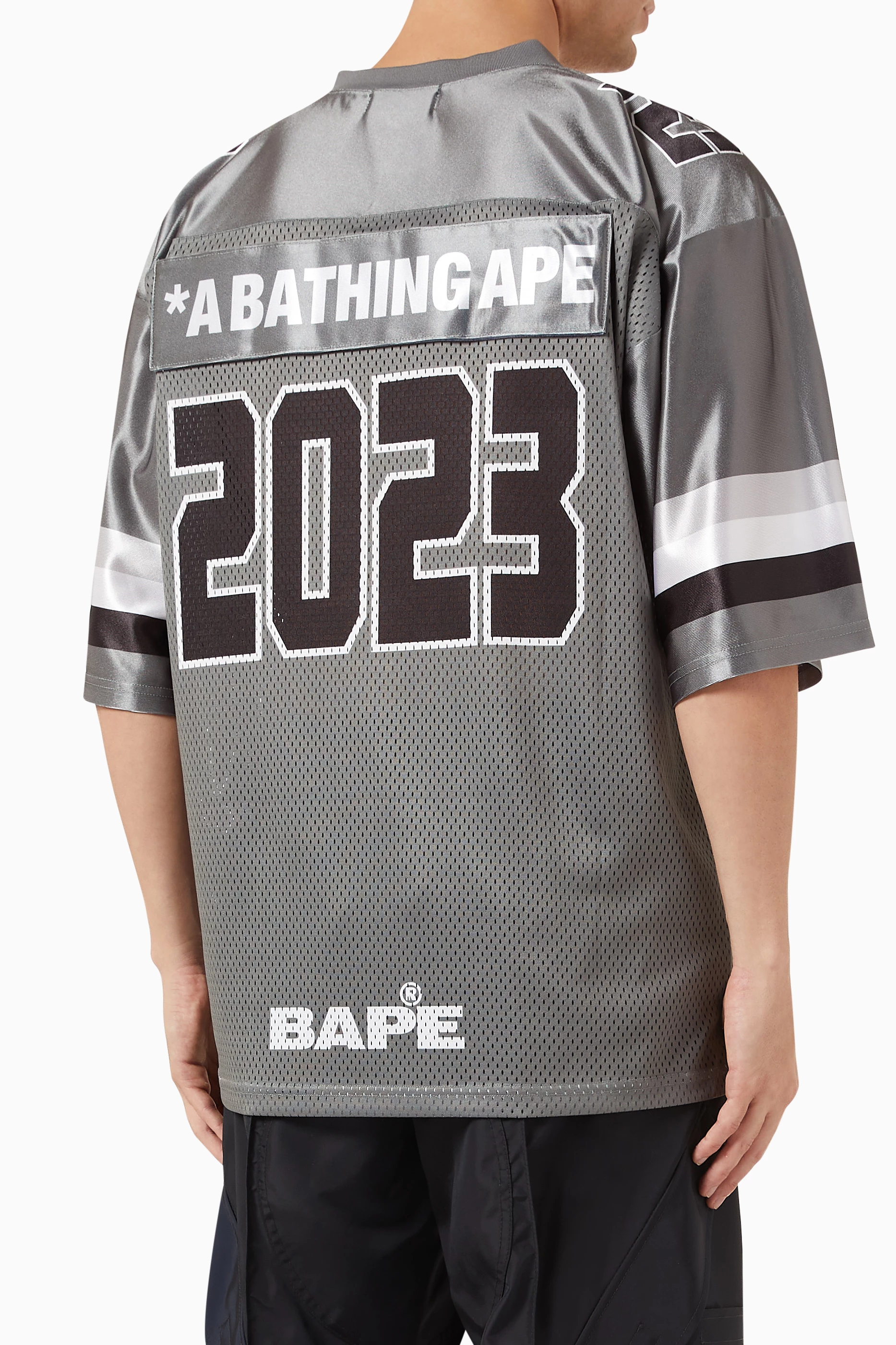 Buy A Bathing Ape Grey BAPE Football Jersey in Polyester for Men